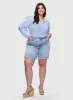 Embroidered Bouffant Sleeve Blouse & Denim Bermuda Shorts sold by Laura