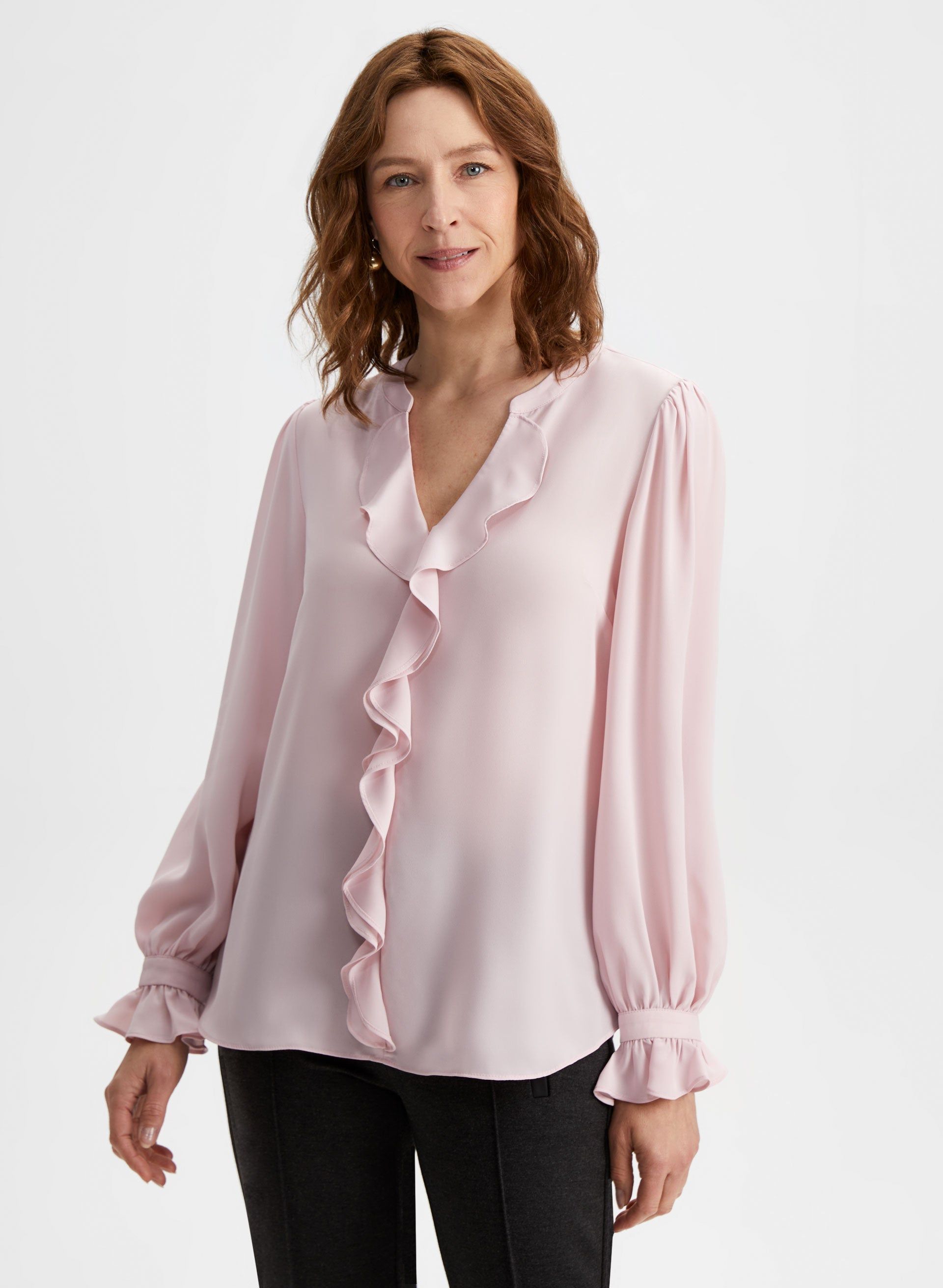 V-Neck Ruffle Front Blouse sold by Laura product image thumbnail 4