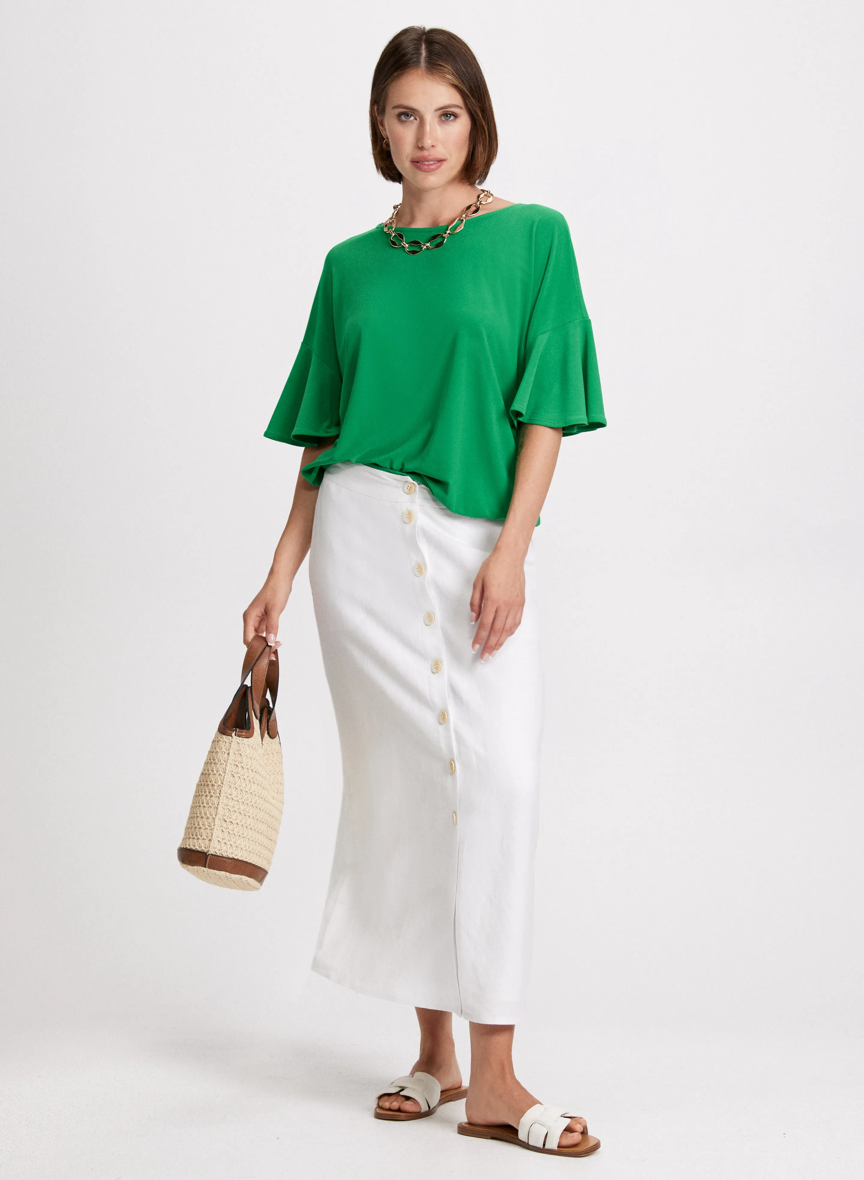 Flutter Sleeve Top & Button Down Skirt sold by Laura