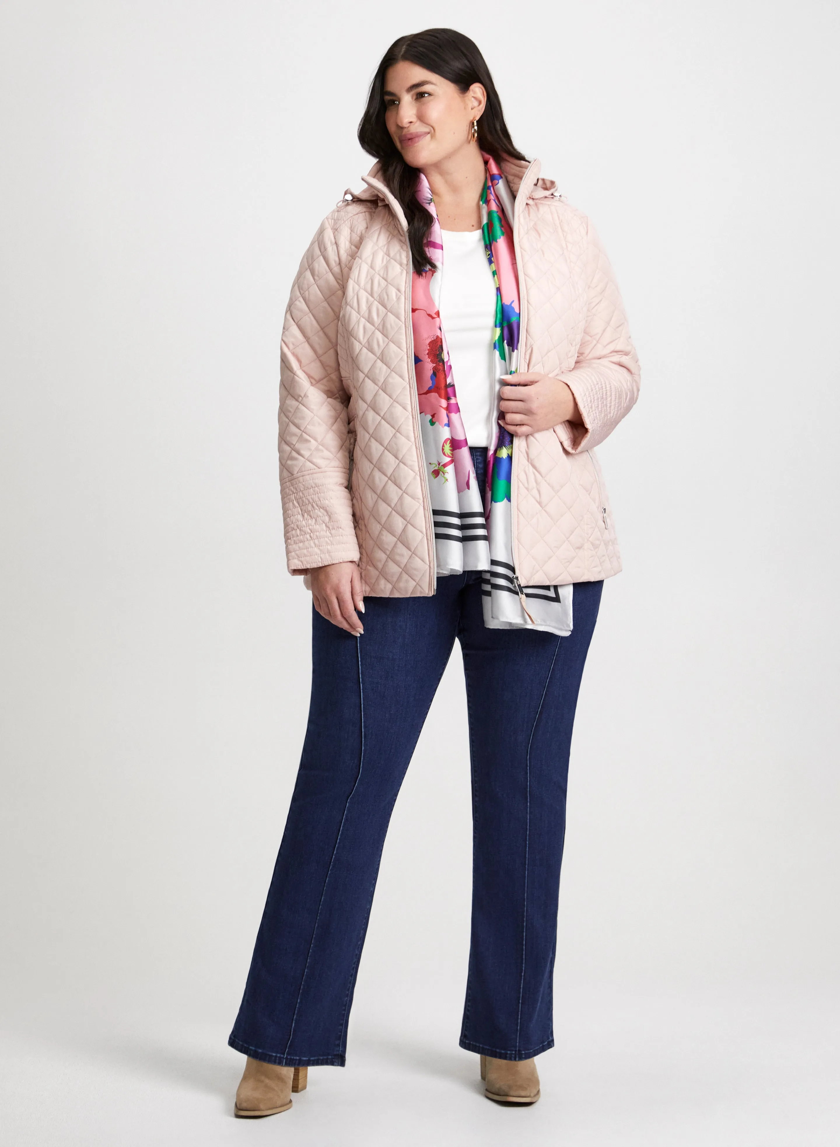 Diamond Quilted Coat & Pull-On Bootcut Jeans sold by Laura