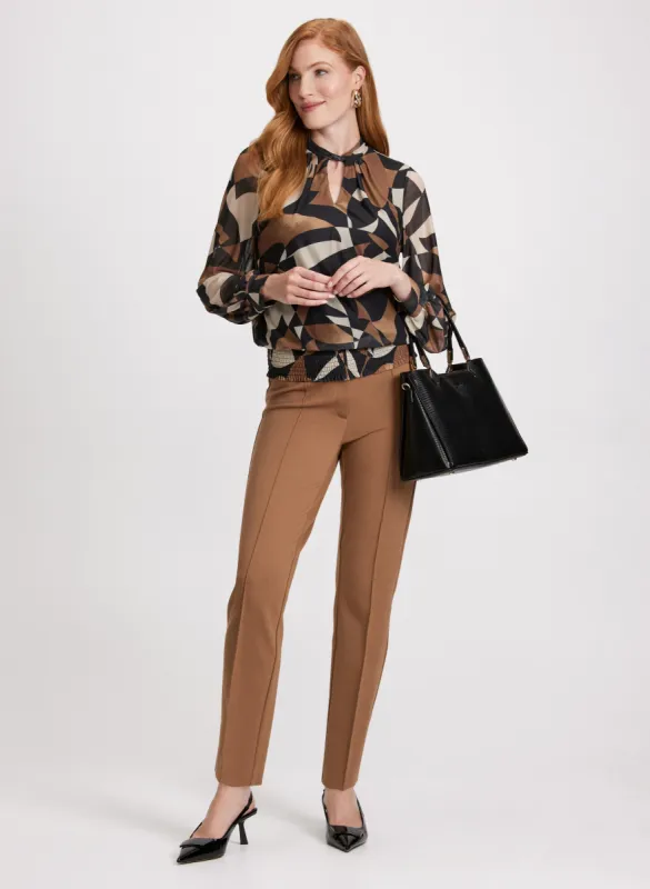 Geometric Print Top & Slim-Leg Pants sold by Laura
