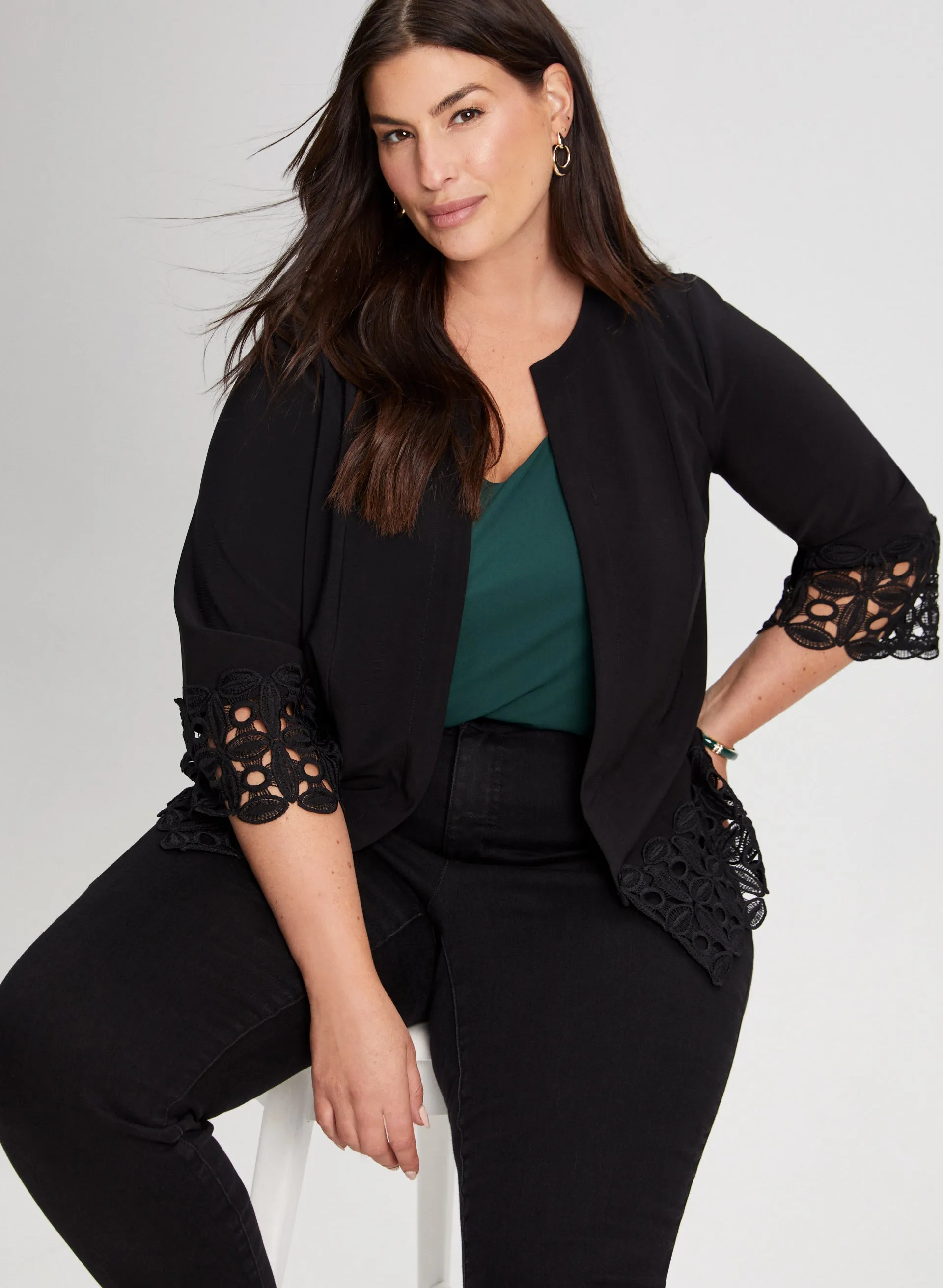 Open Front Lace Trim Top sold by Laura product image thumbnail 2