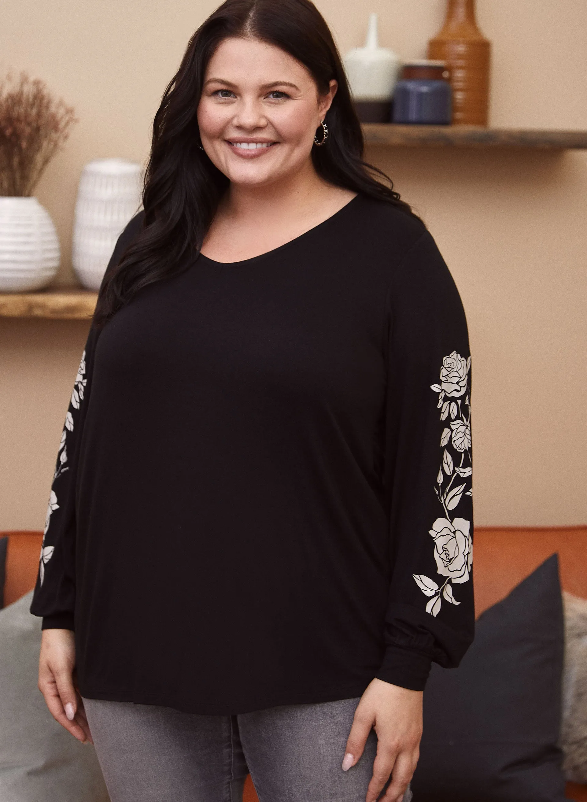 Contrast Floral Print Top sold by Laura