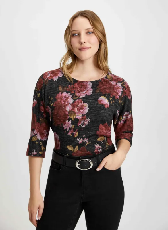 Wide Sleeve Floral Print Sweater sold by Laura