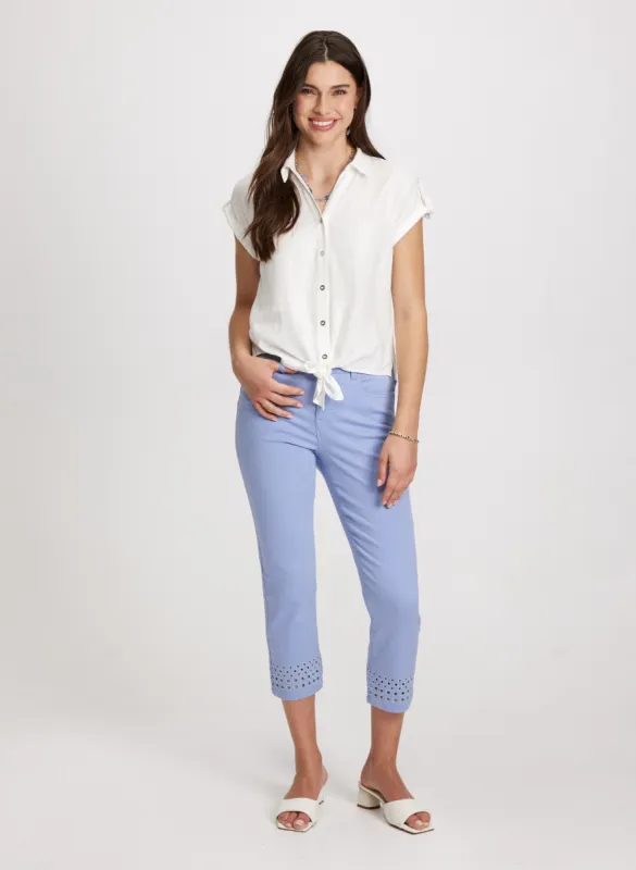 Linen Knotted Blouse & Straight Leg Capris sold by Laura