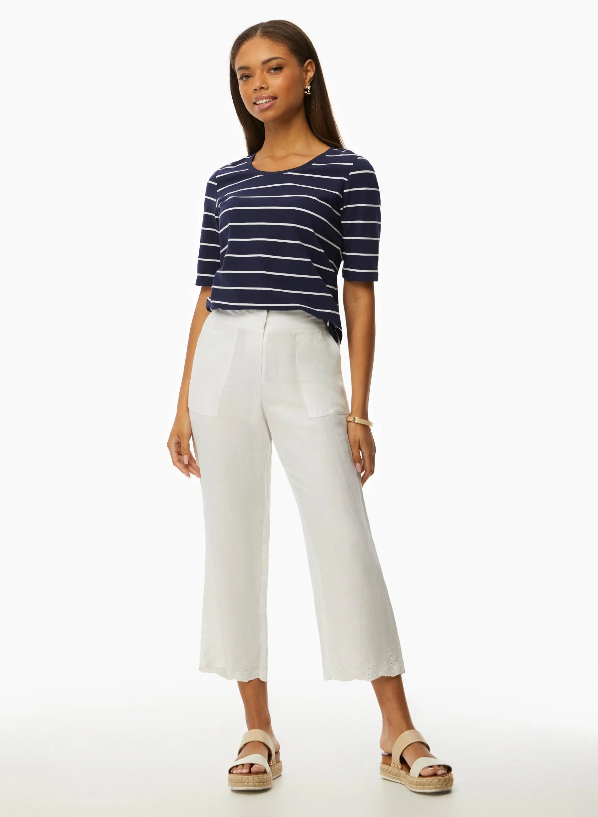 Eyelet Trim Linen-Blend Pants sold by Laura product image thumbnail 3