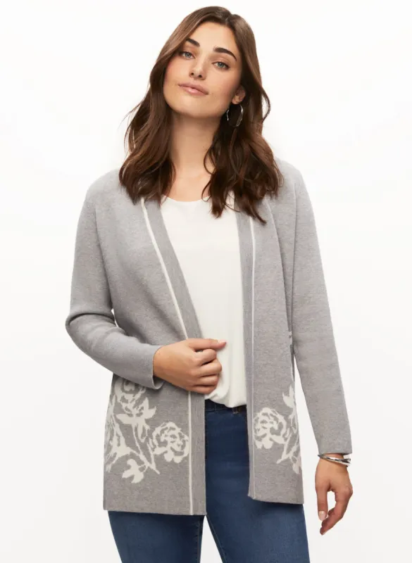 Floral Pattern Open Front Cardigan sold by Laura