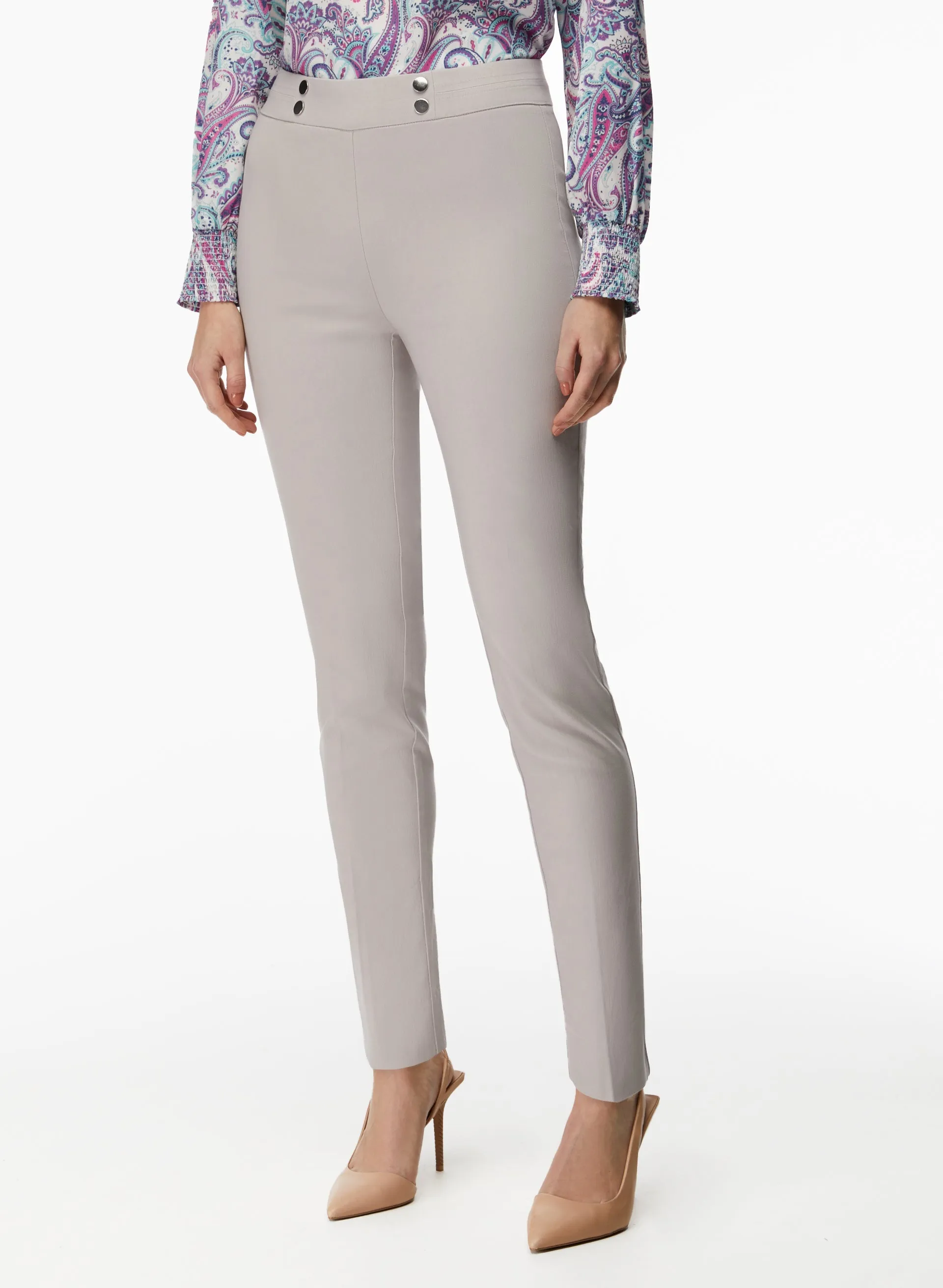 Pull-On Button Detail Pants sold by Laura