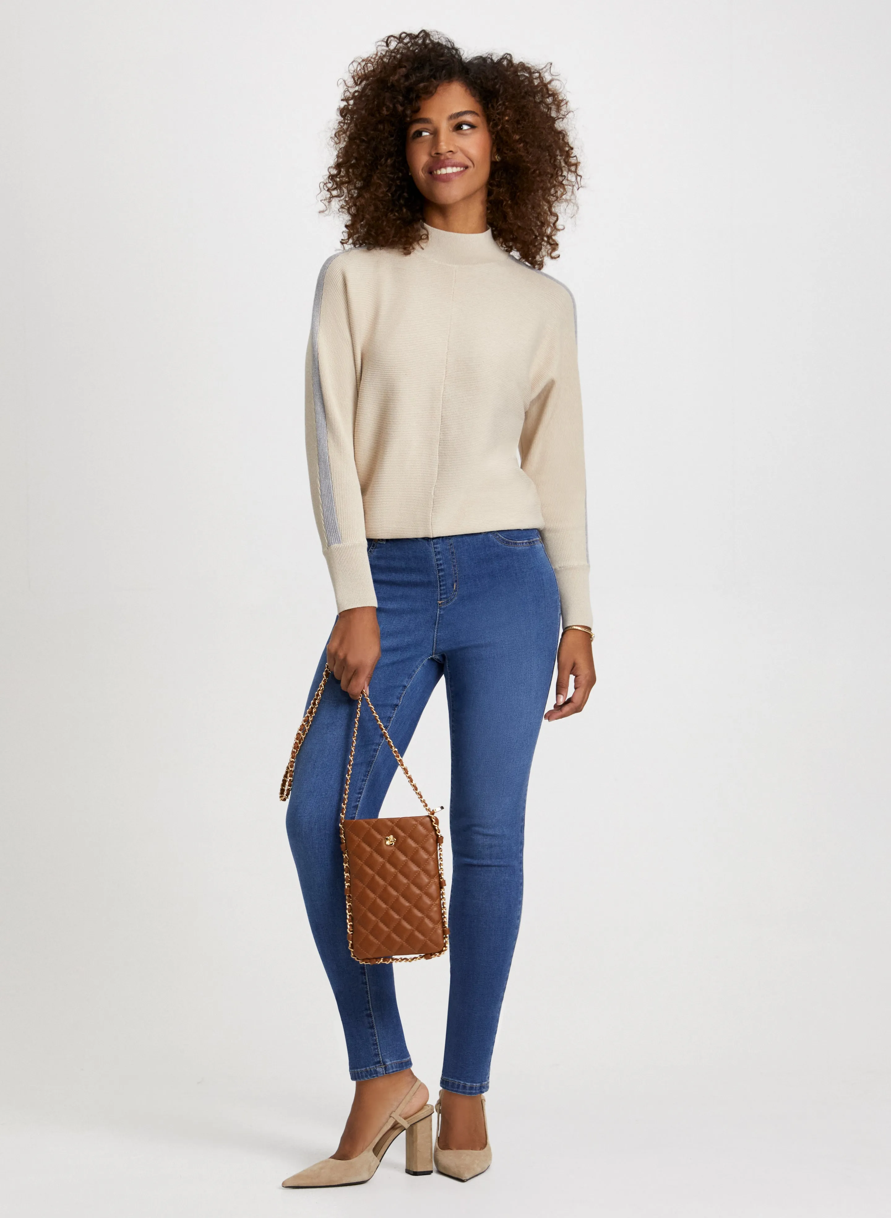 Contrast Stripe Sweater & Slim Leg Jeans sold by Laura