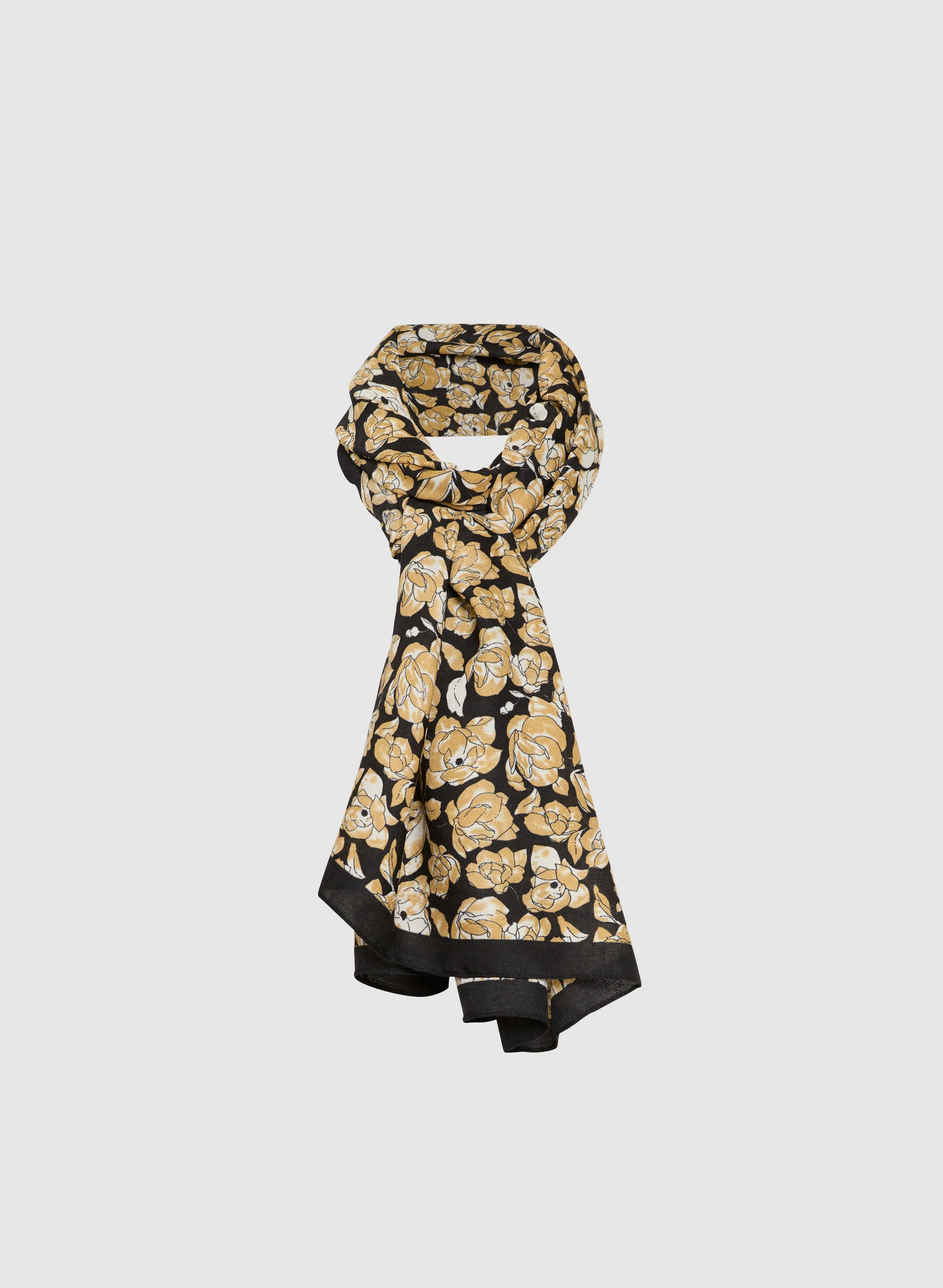 Floral Print Solid Border Scarf sold by Laura