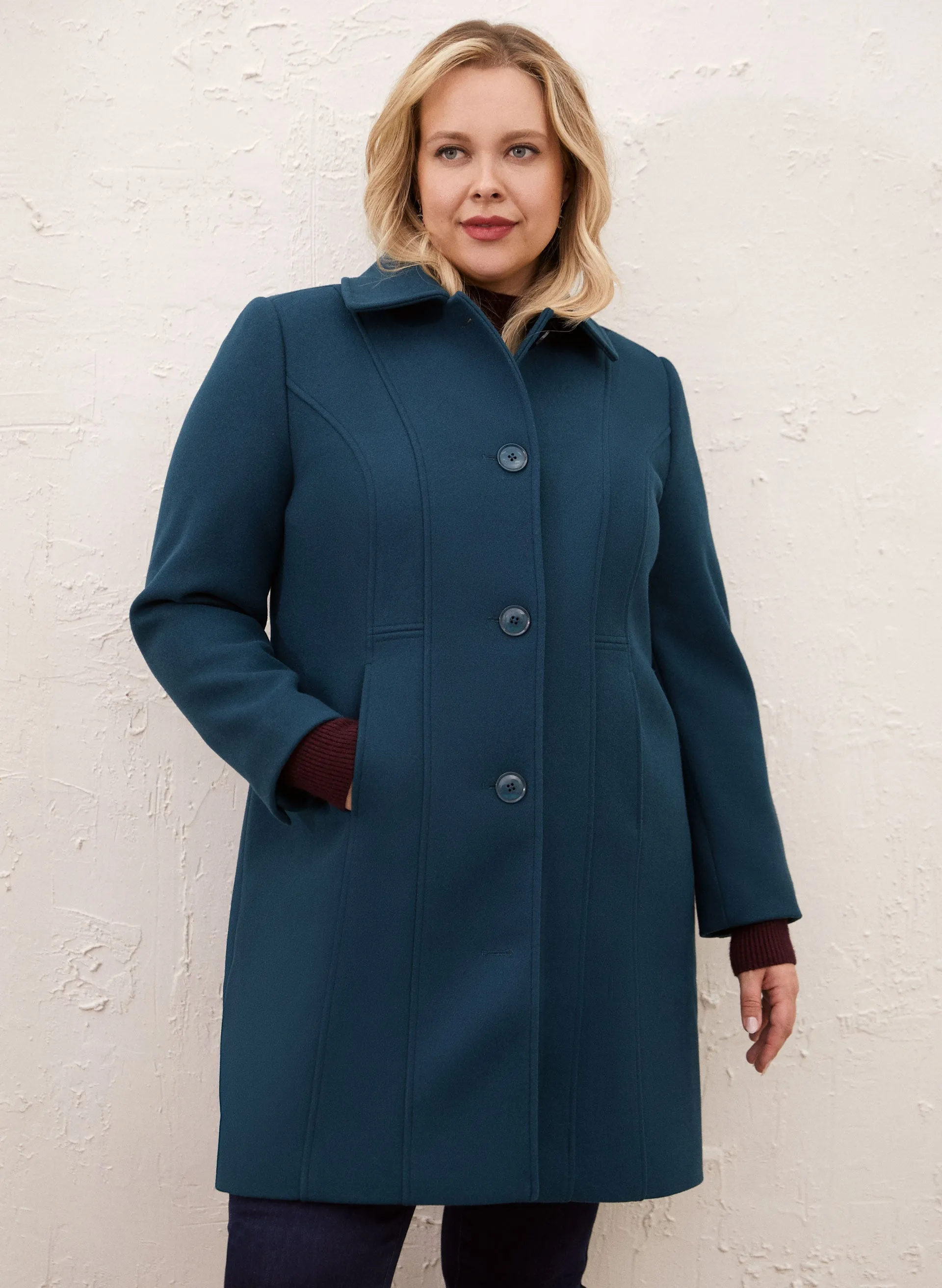 Stretch Wool Blend Coat sold by Laura