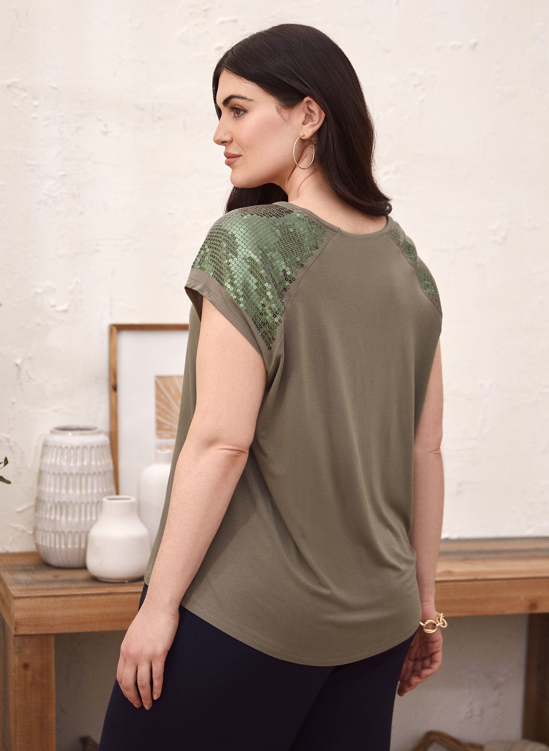 Sequin Detail V-Neck Top sold by Laura product image thumbnail 4