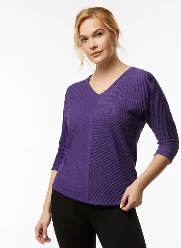 Dolman Sleeve Ottoman Stitch Top sold by Laura