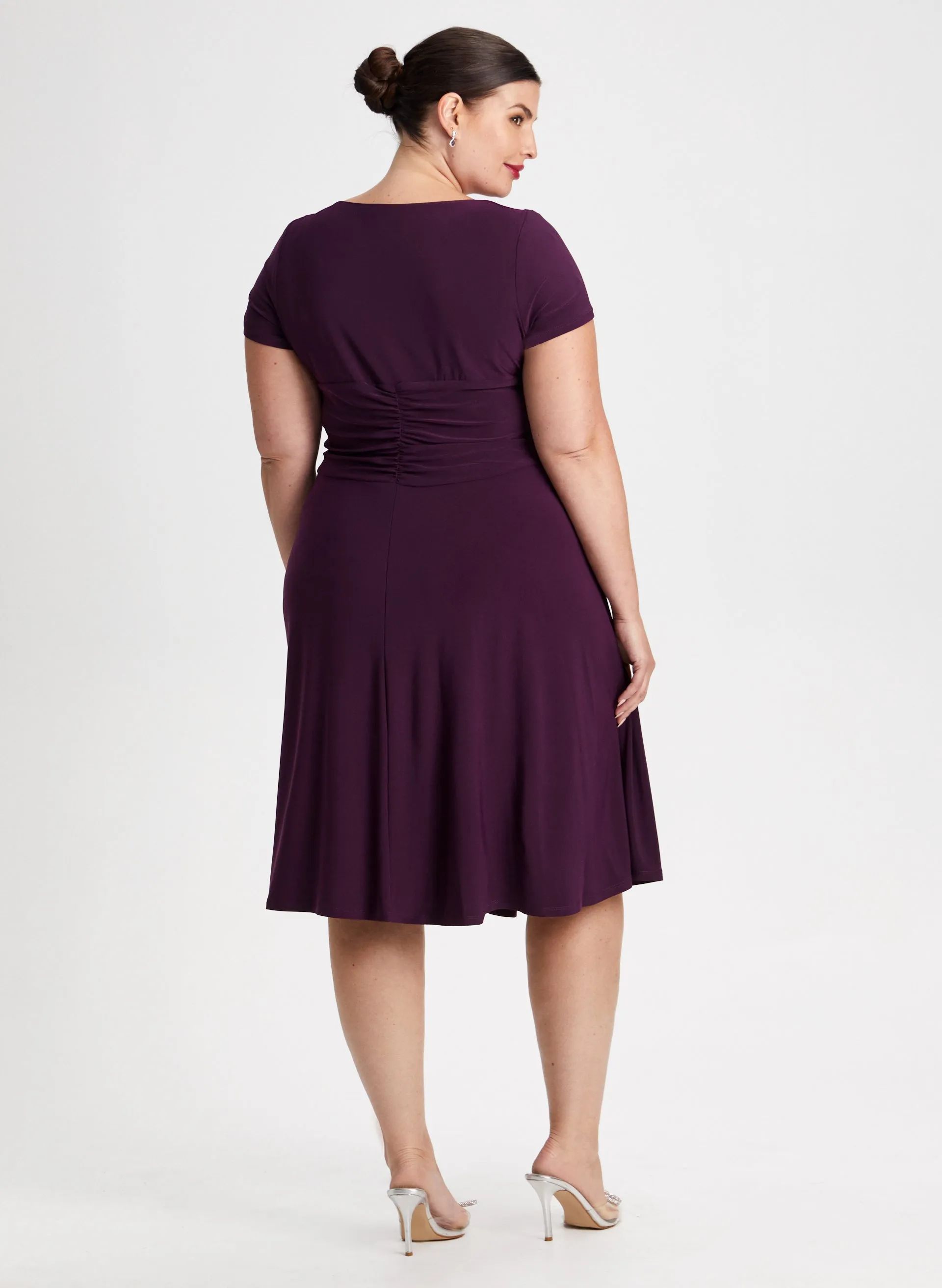 Brooch Detail V-Neck Dress sold by Laura product image thumbnail 3