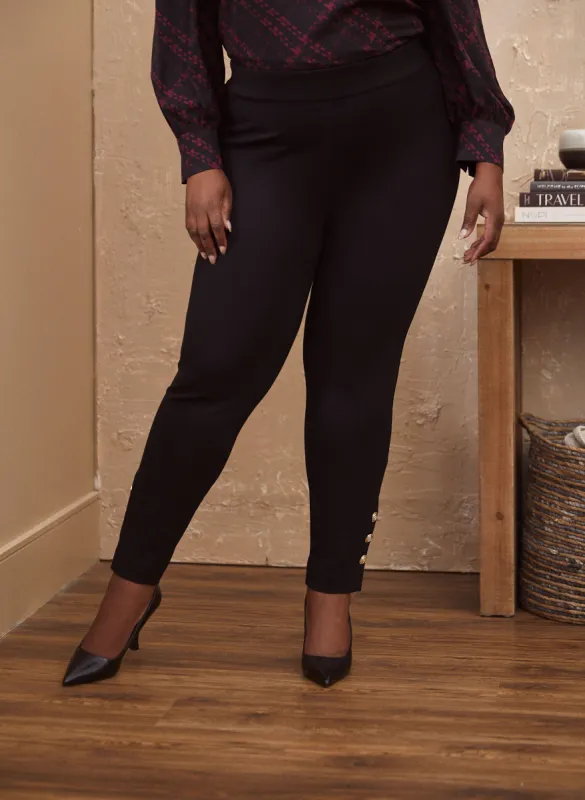 Sofia Button Detail Slim-Leg Pants - Regular sold by Laura