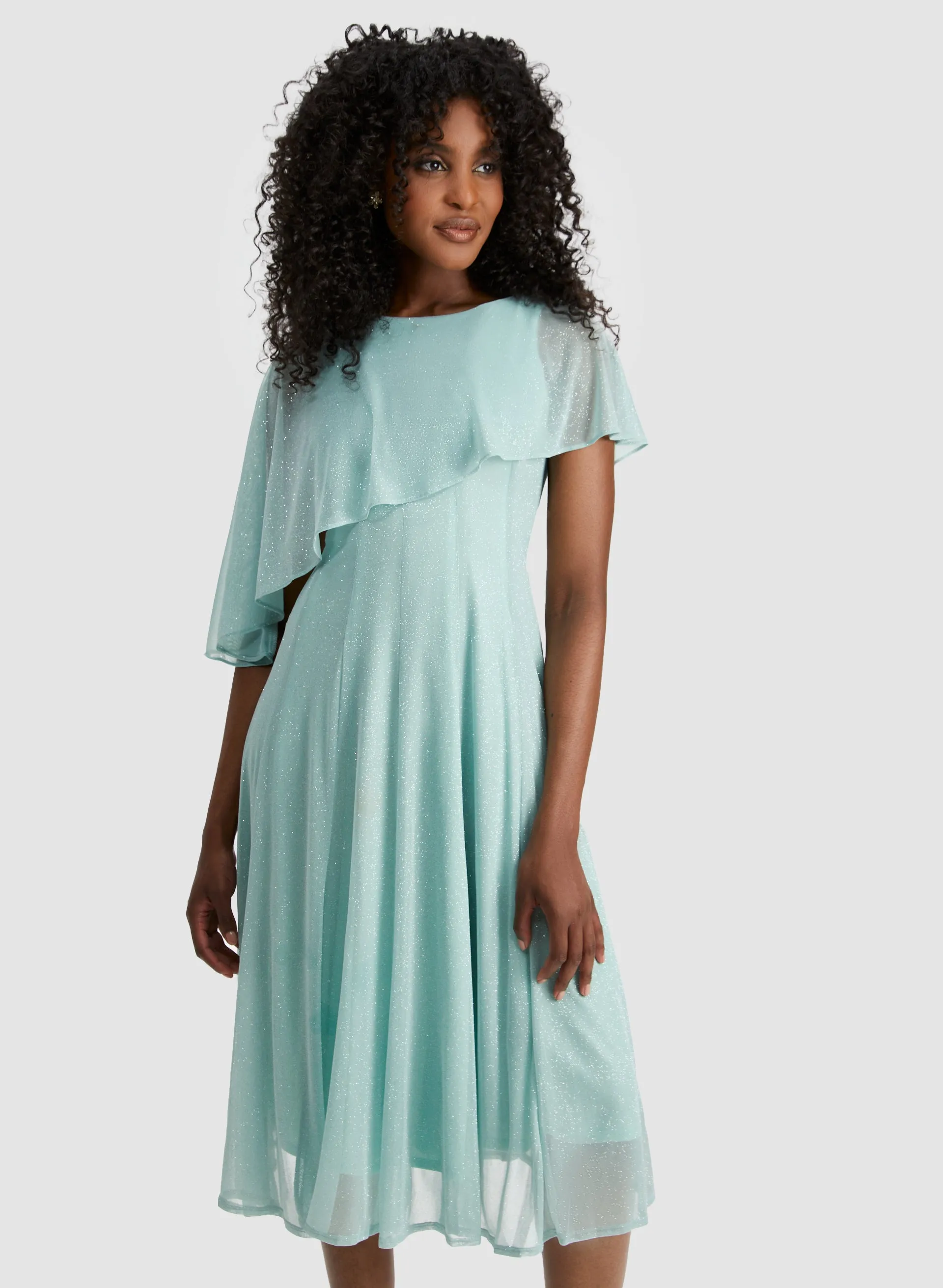 Mesh Detail Poncho-Effect Dress sold by Laura product image thumbnail 5