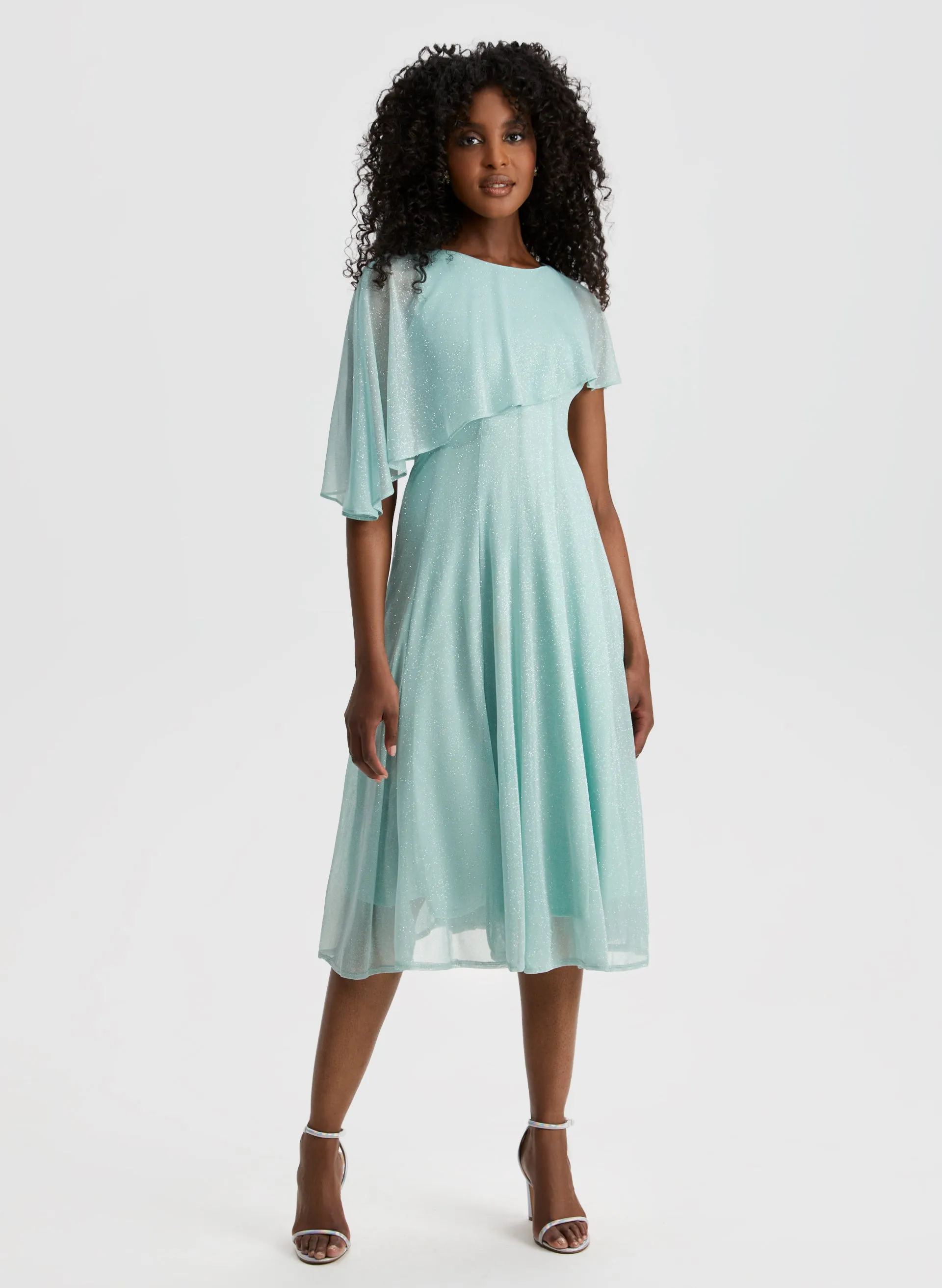 Mesh Detail Poncho-Effect Dress sold by Laura