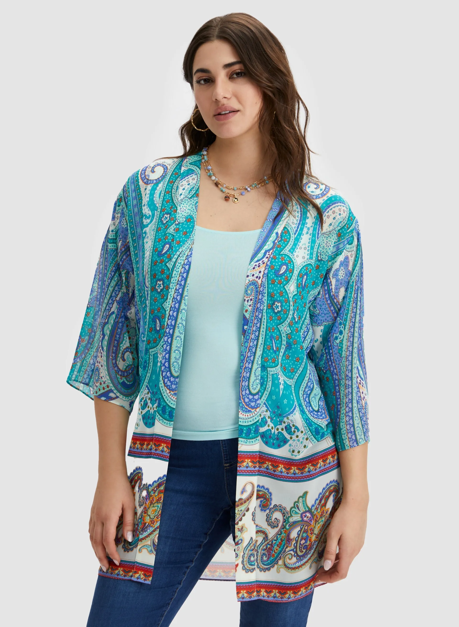 Paisley Print Open Front Top sold by Laura