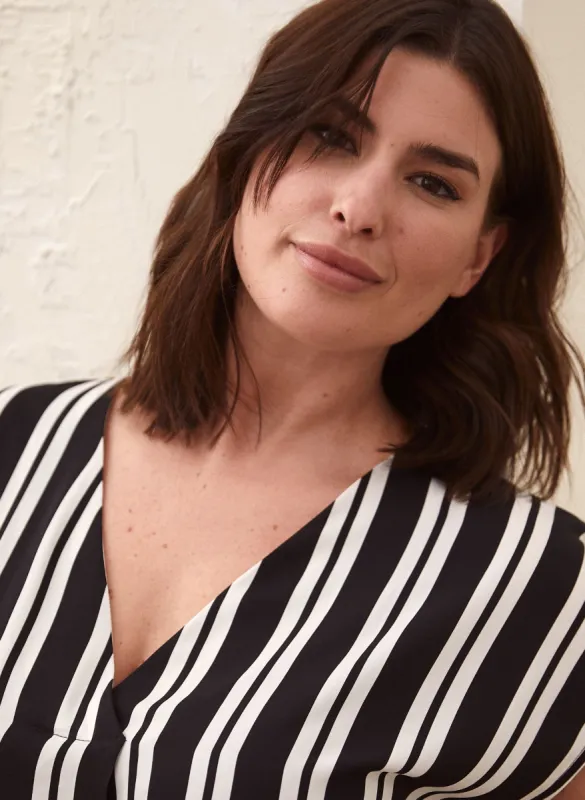 Stripe Print Popover Top sold by Laura