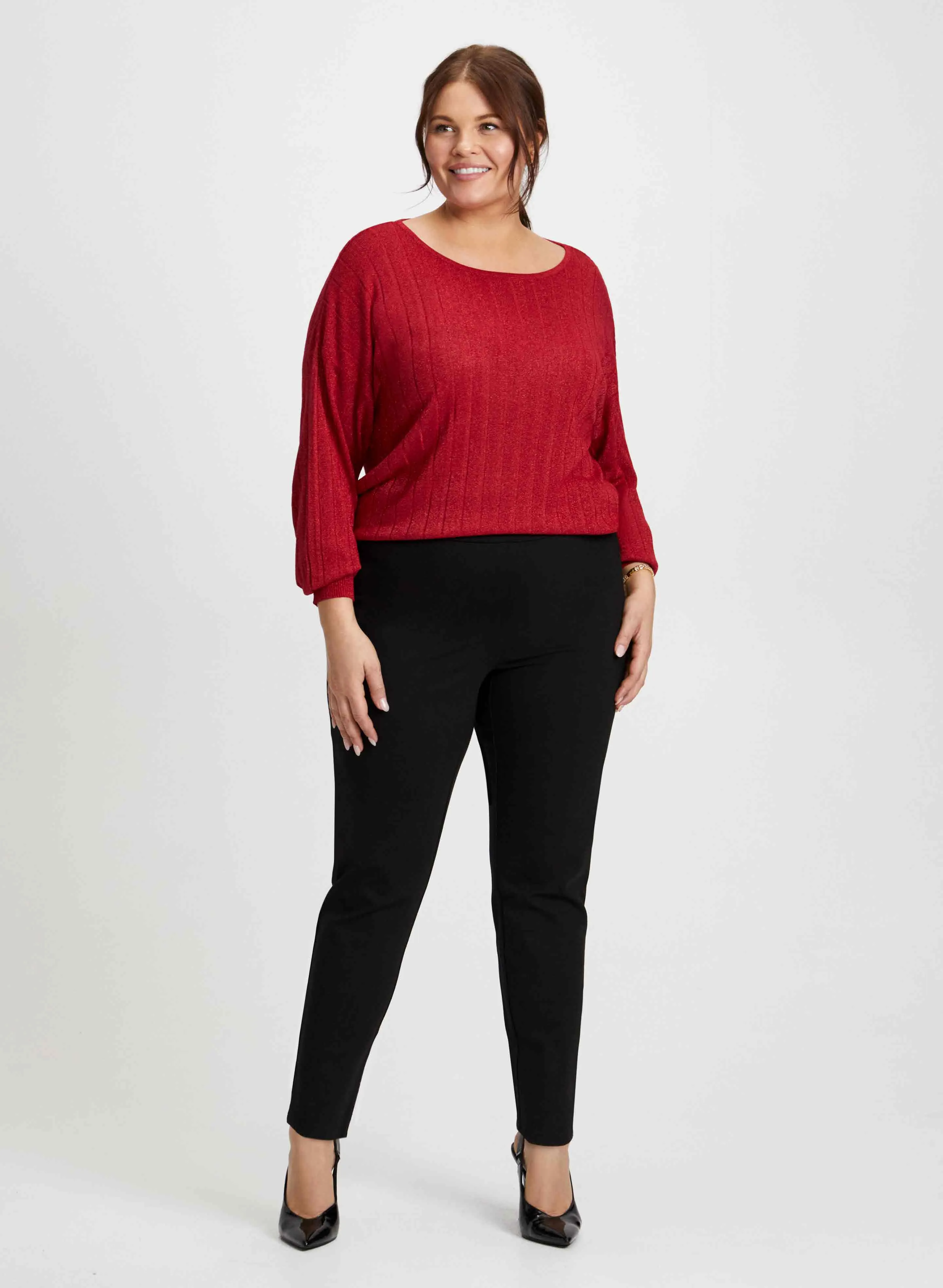 Linear Motif Sweater & Slim Leg Pants sold by Laura