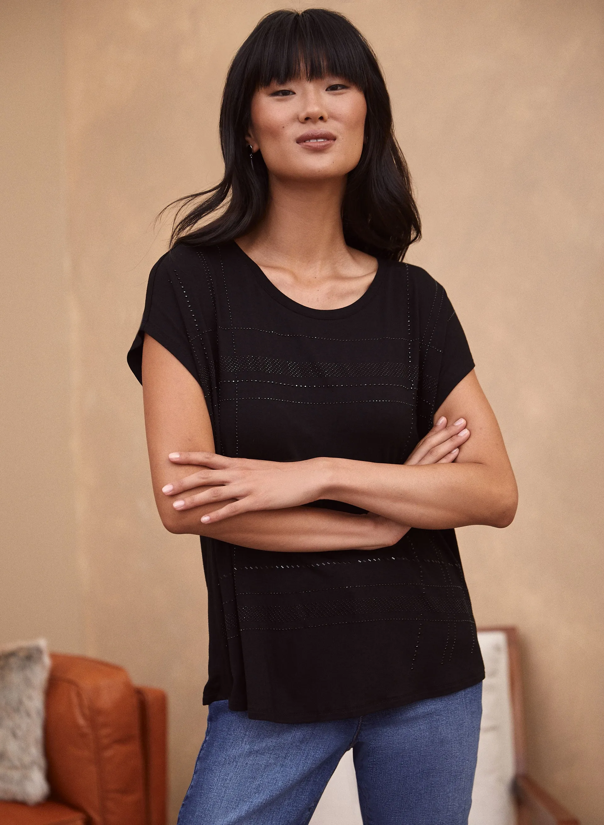 Rhinestone Detail Tee sold by Laura