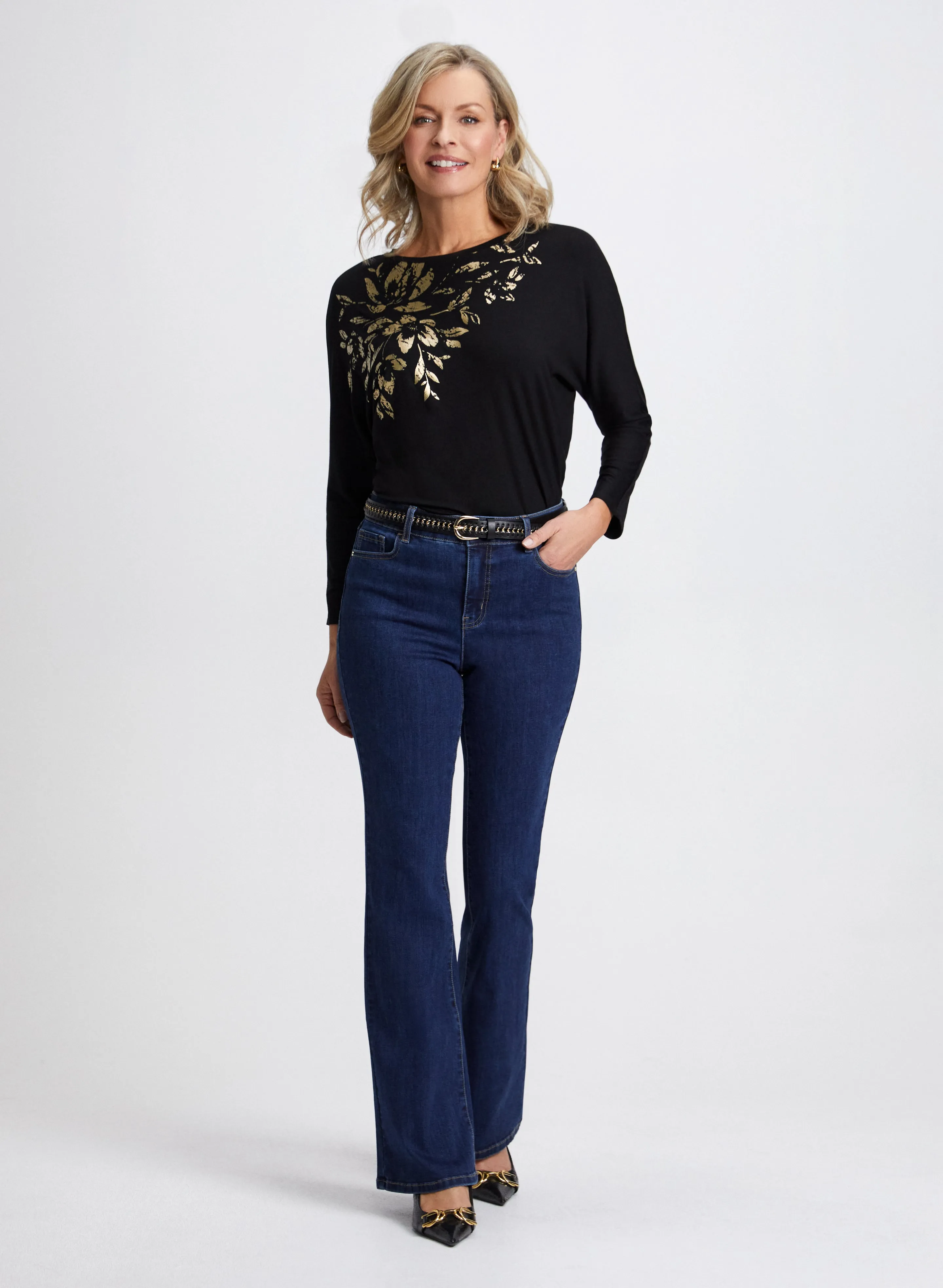 Foil Dolman Top & Bootcut Jeans sold by Laura