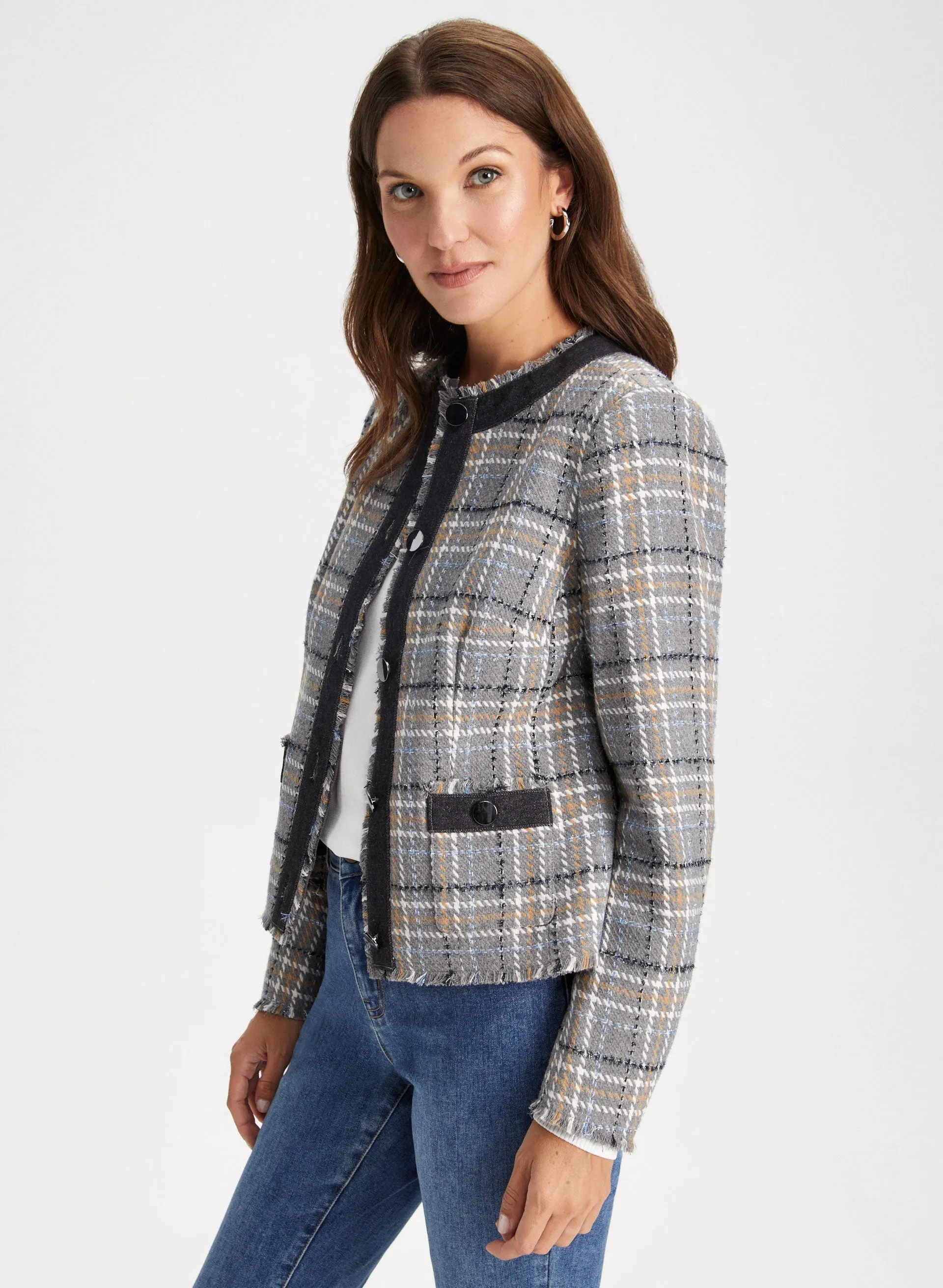 Plaid Contrast Trim Jacket sold by Laura product image thumbnail 5