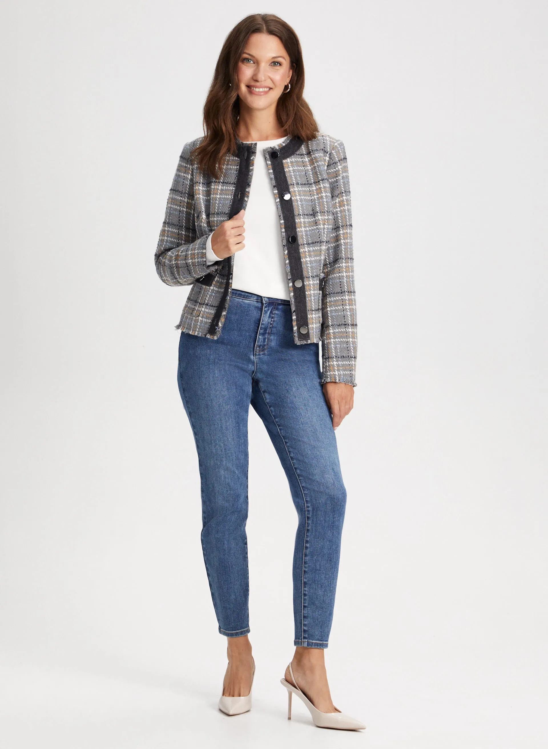 Plaid Contrast Trim Jacket sold by Laura product image thumbnail 3