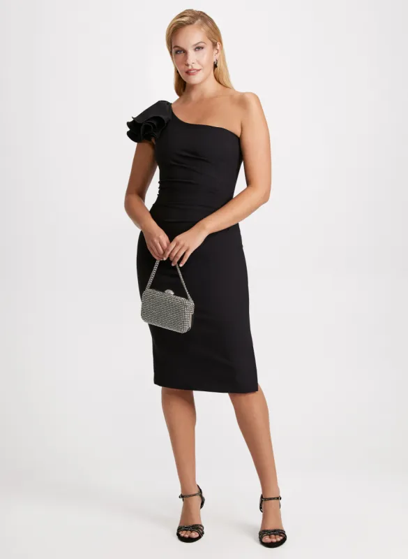 joseph ribkoff one shoulder dress Joseph Ribkoff Draped Sheath Dress