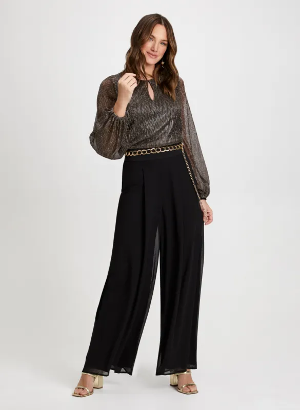 Metallic Crinkle Top & Chiffon Pants sold by Laura