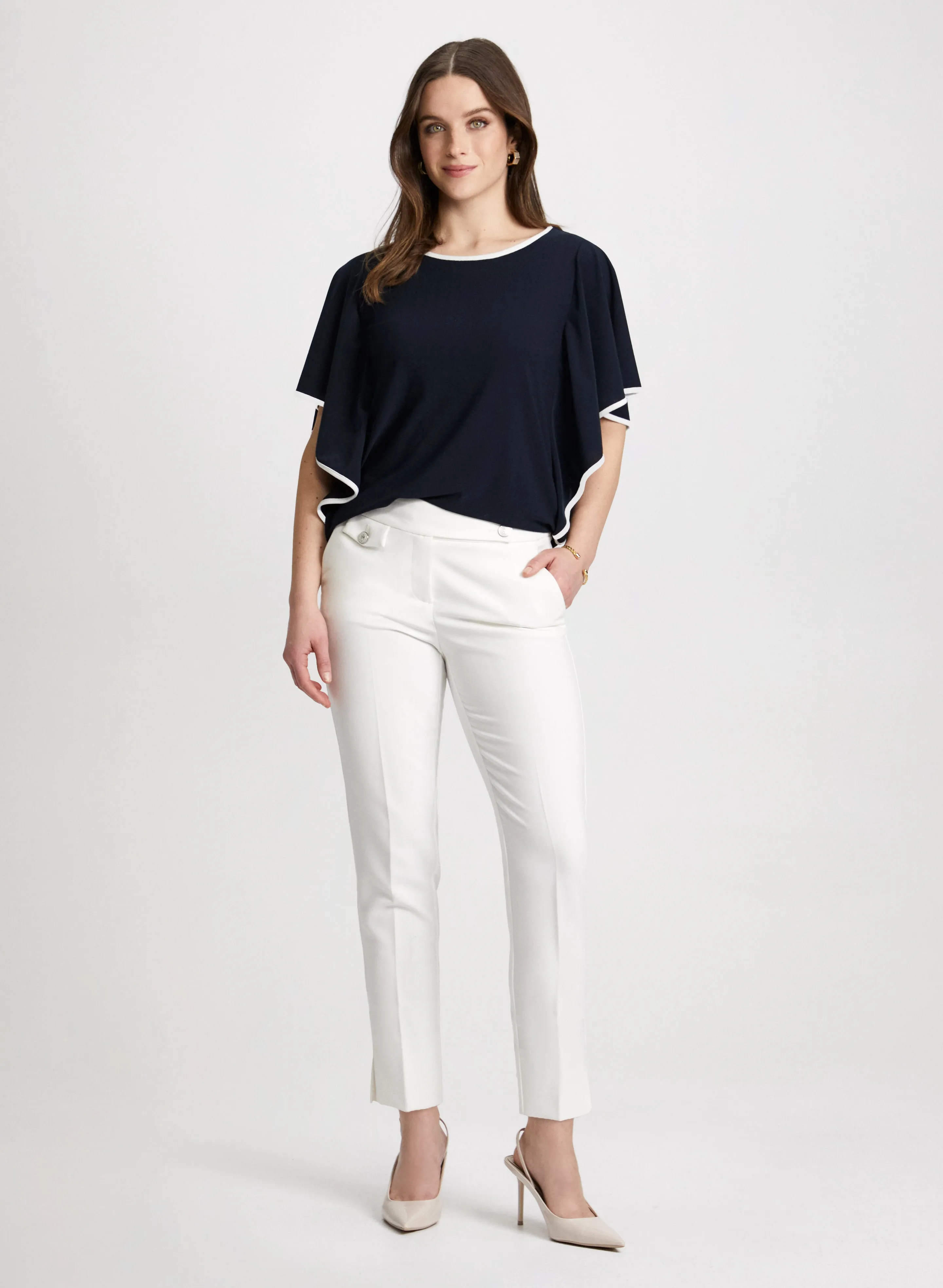 Contrast Trim Ruffle Sleeve Top sold by Laura product image thumbnail 3