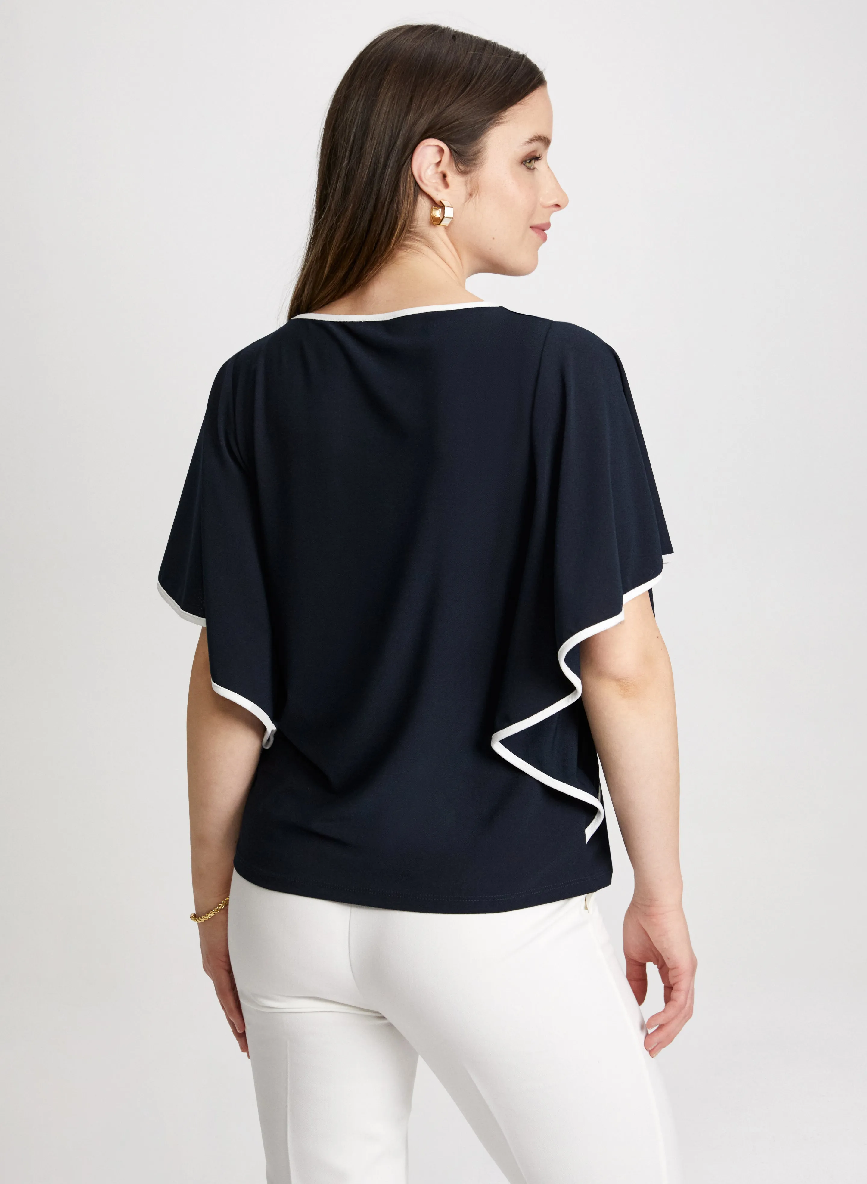 Contrast Trim Ruffle Sleeve Top sold by Laura product image thumbnail 4