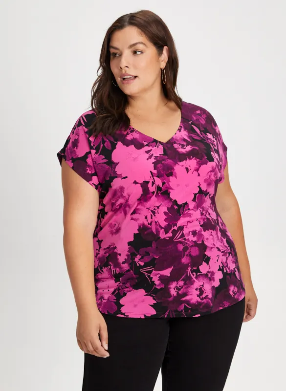 Short Sleeve Floral Print Top sold by Laura