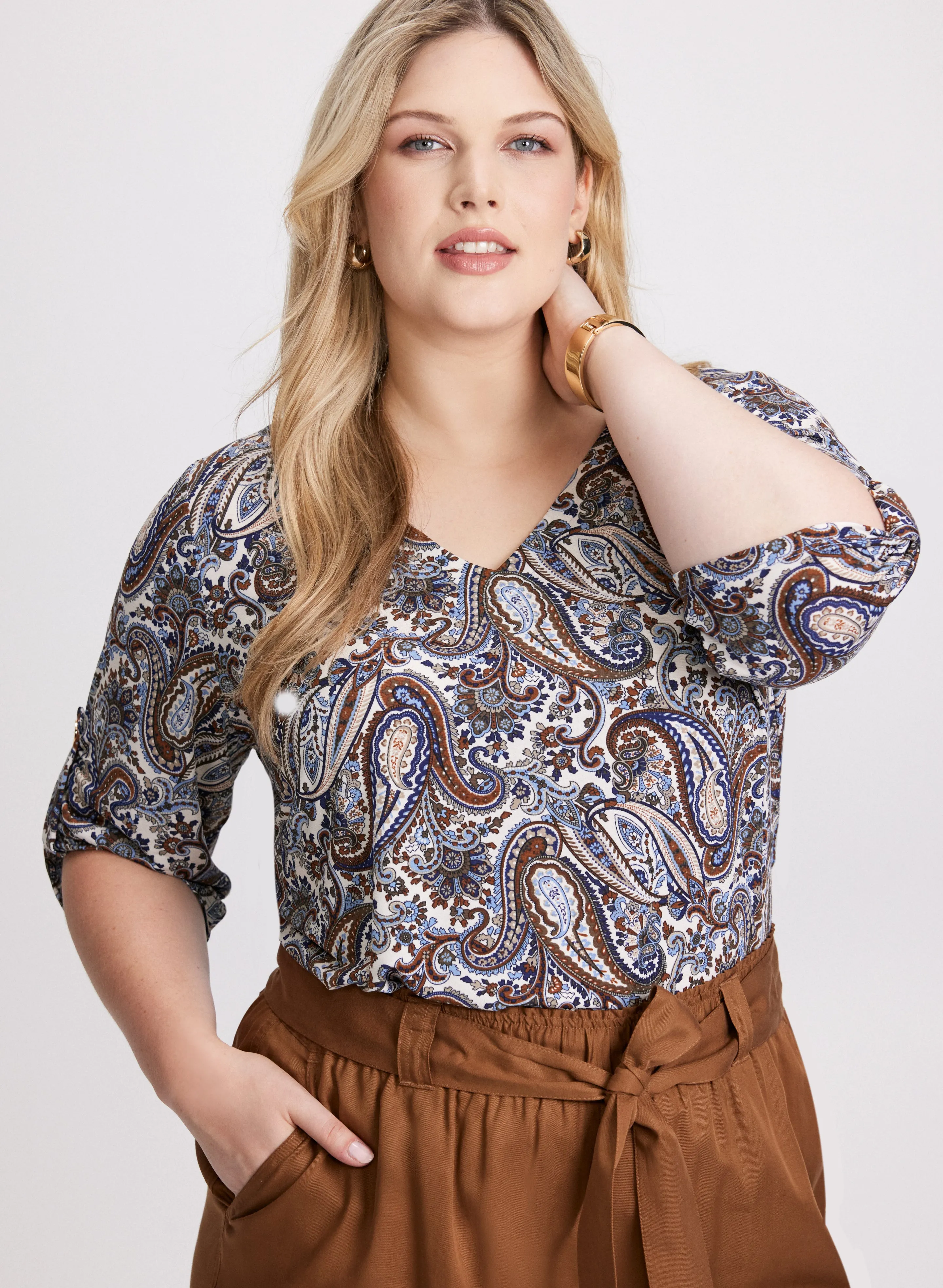 Paisley Print V-Neck Top sold by Laura