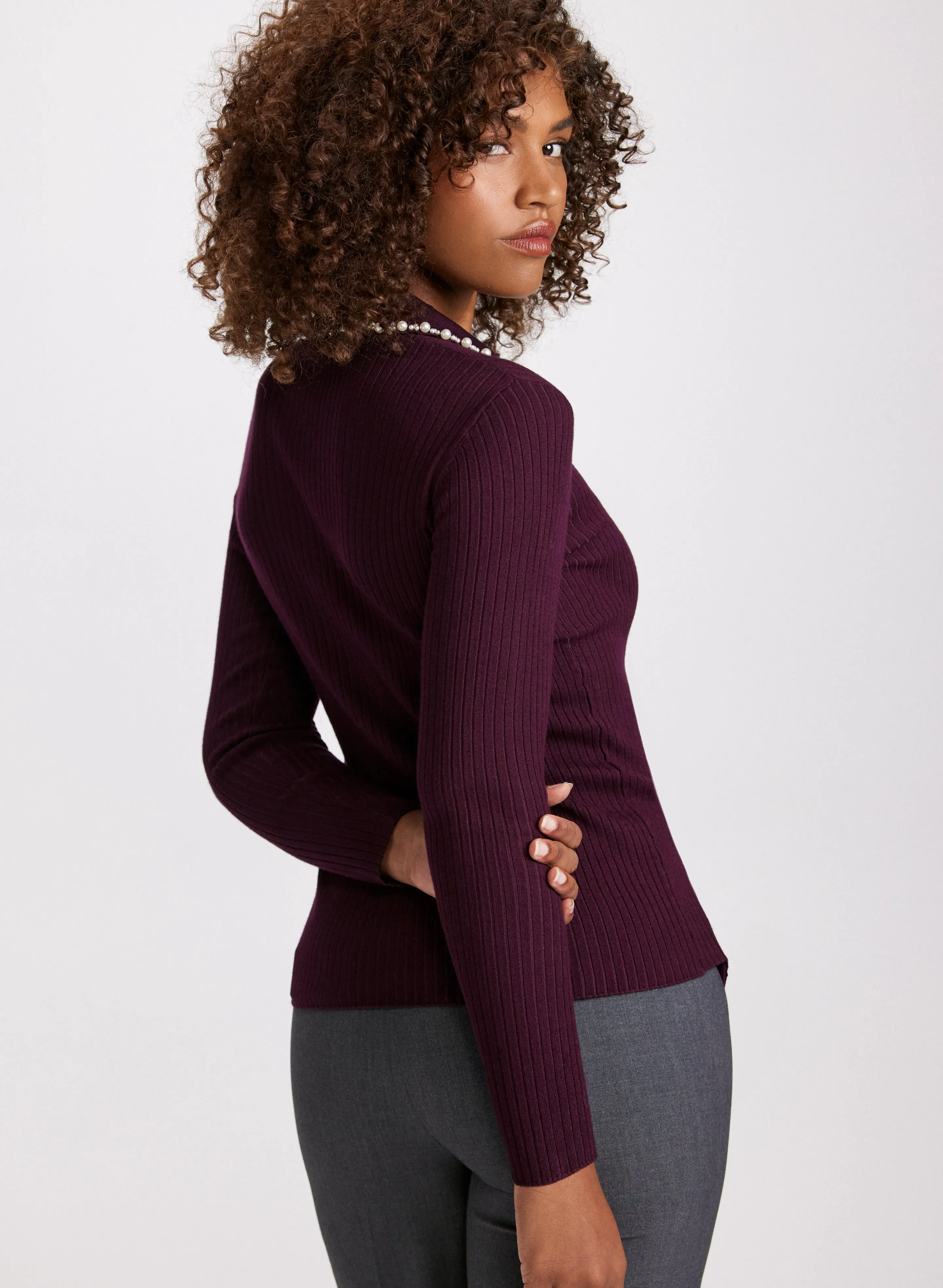 Pearl Trim Long Sleeve Sweater sold by Laura product image thumbnail 3