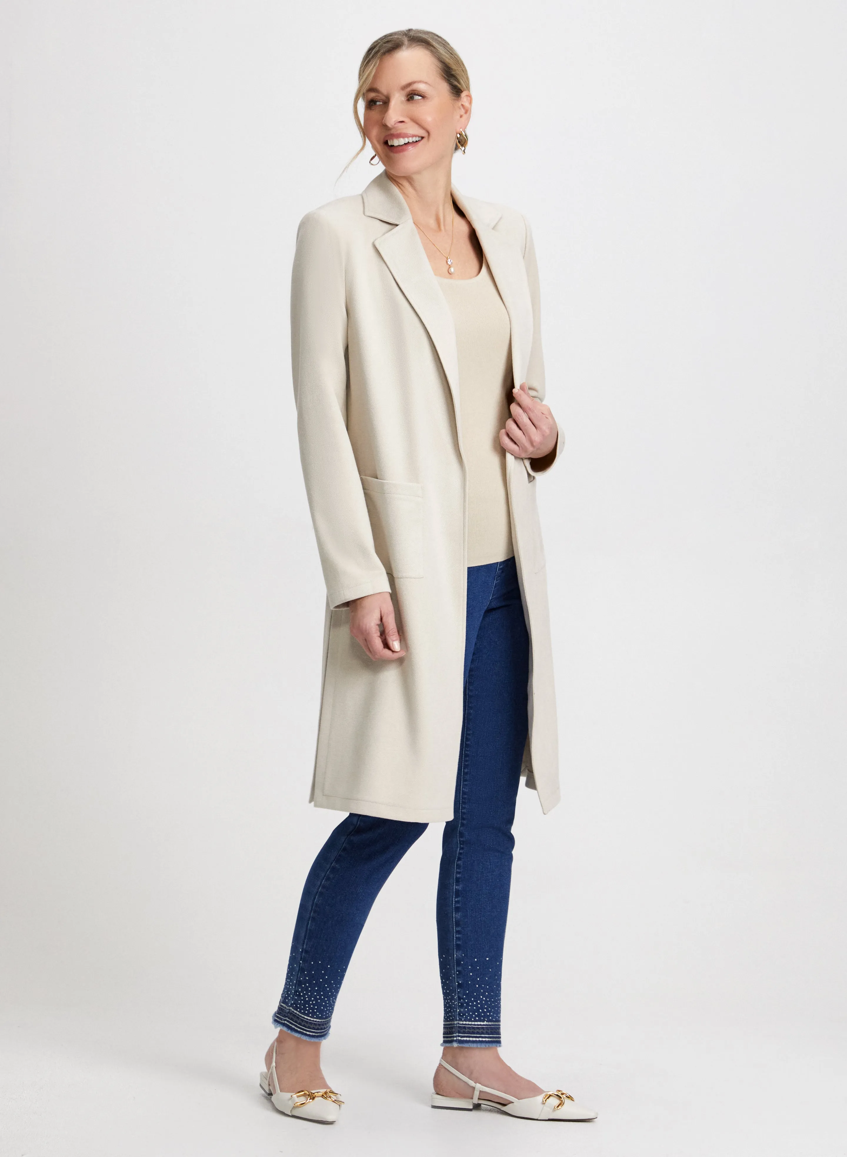 Faux Suede Jacket & Slim Leg Jeans sold by Laura