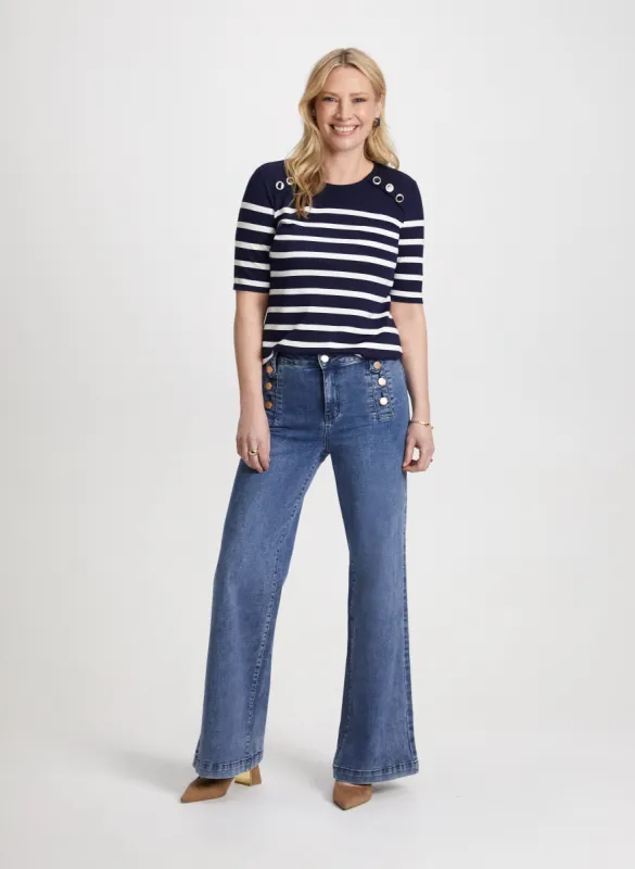 Striped Top & Wide Leg Jeans sold by Laura