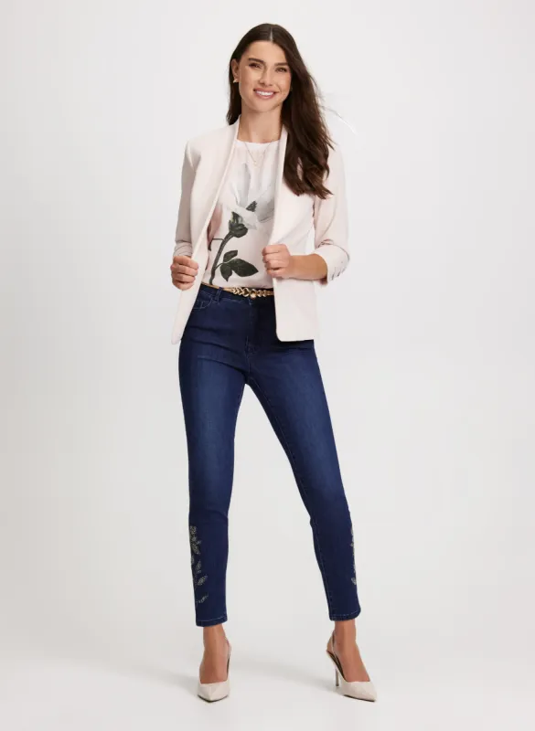 Shawl Neck Jacket & Embellished Hem Jeans sold by Laura