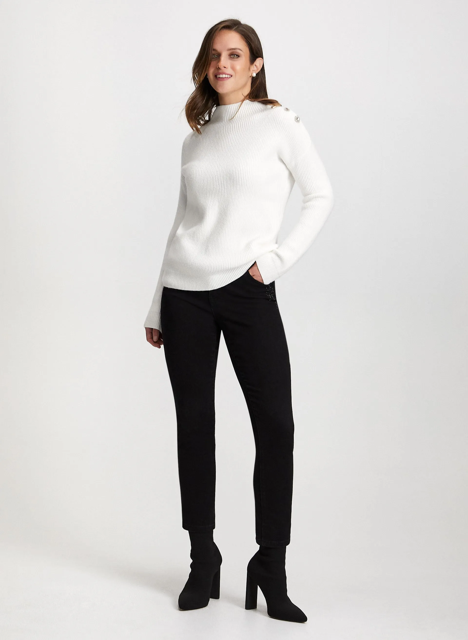 Jeweled Sweater & Rhinestone Detail Jeans sold by Laura