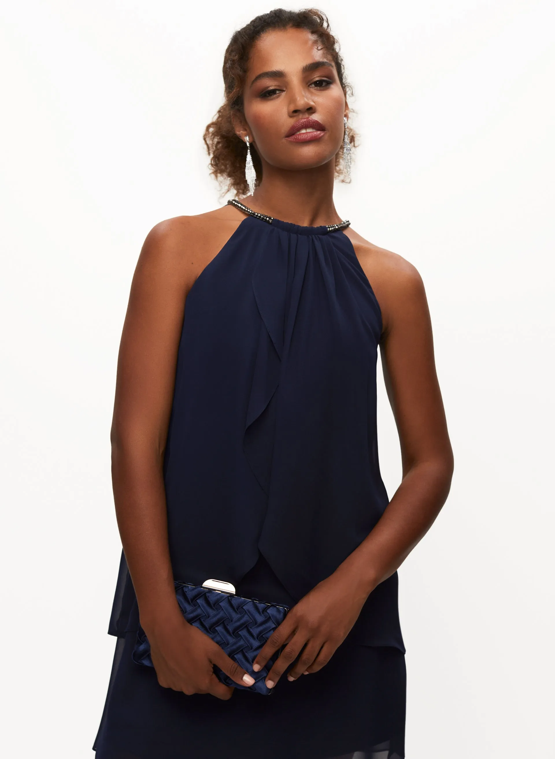 Bead Neck Chiffon Dress sold by Laura product image thumbnail 5