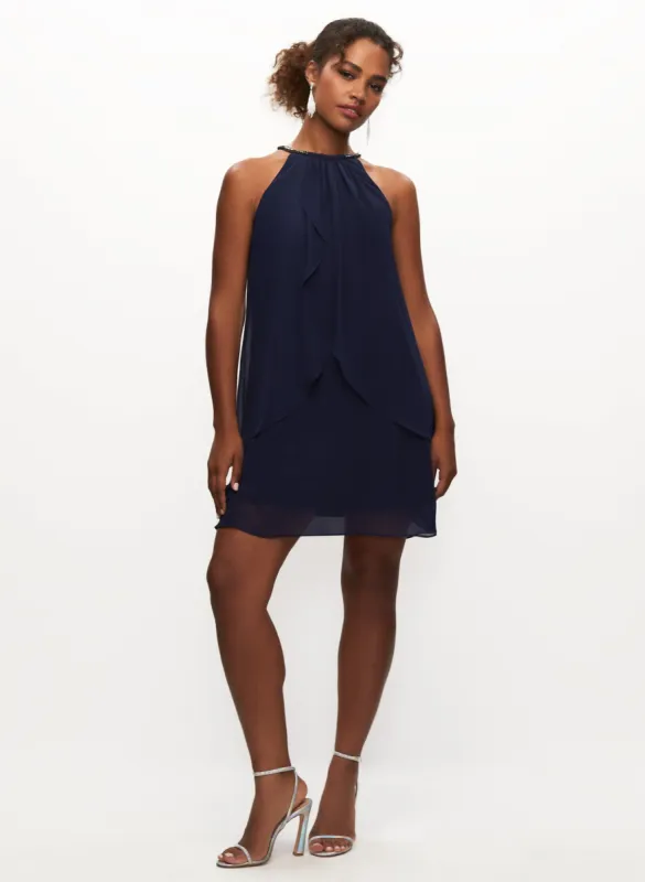 Bead Neck Chiffon Dress sold by Laura