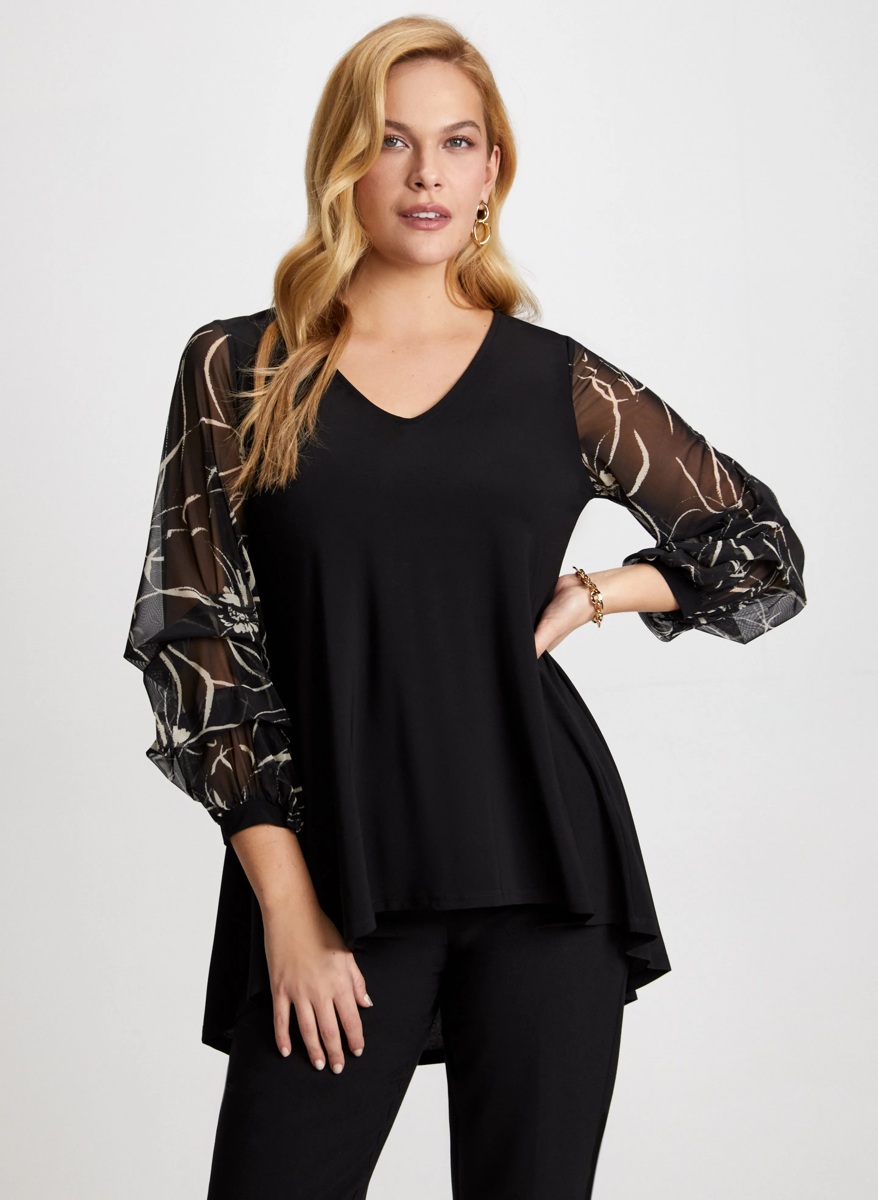 Pinched Sleeve Asymmetric Top sold by Laura