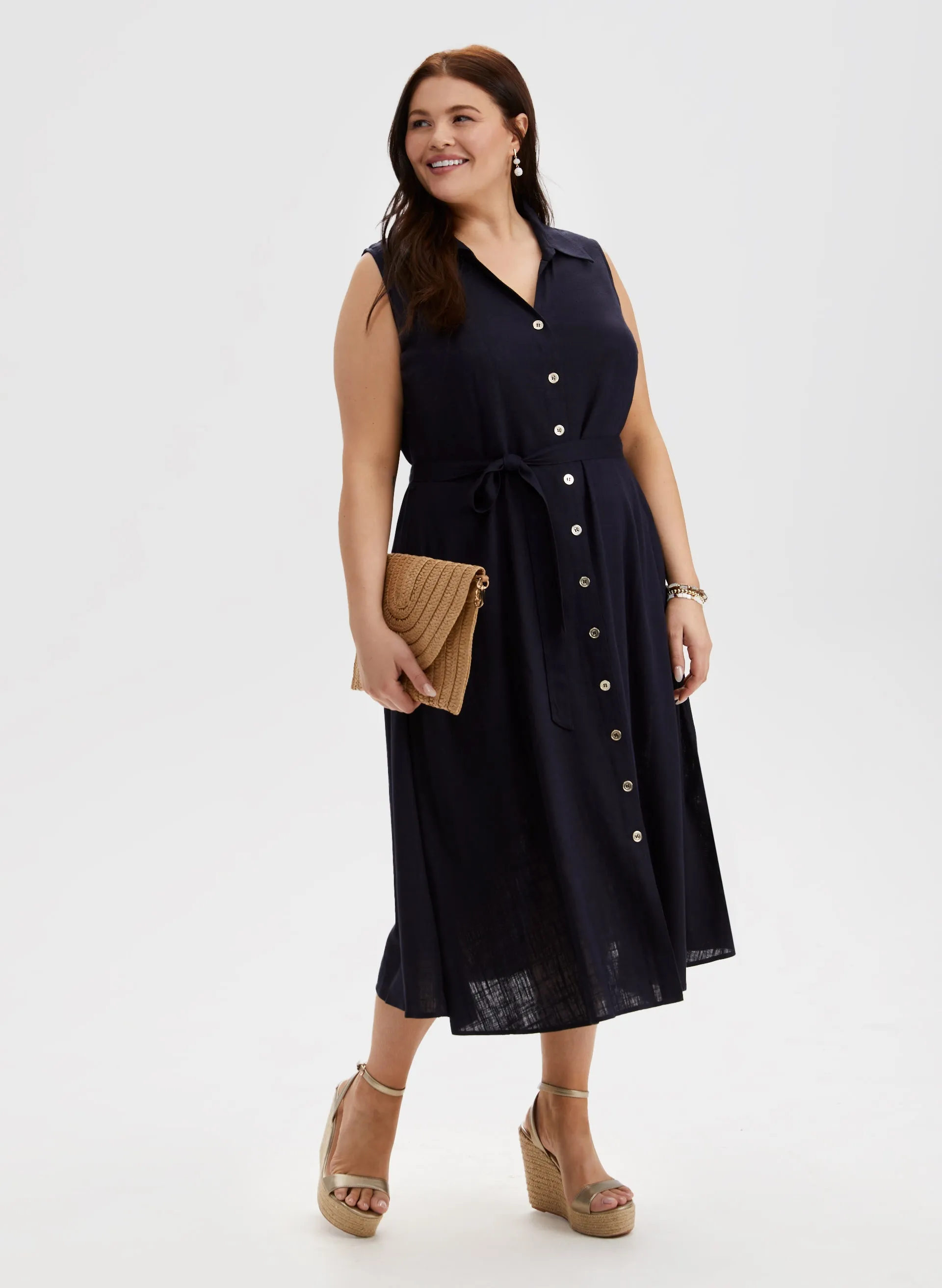 Linen-Blend Midi Dress sold by Laura product image thumbnail 3