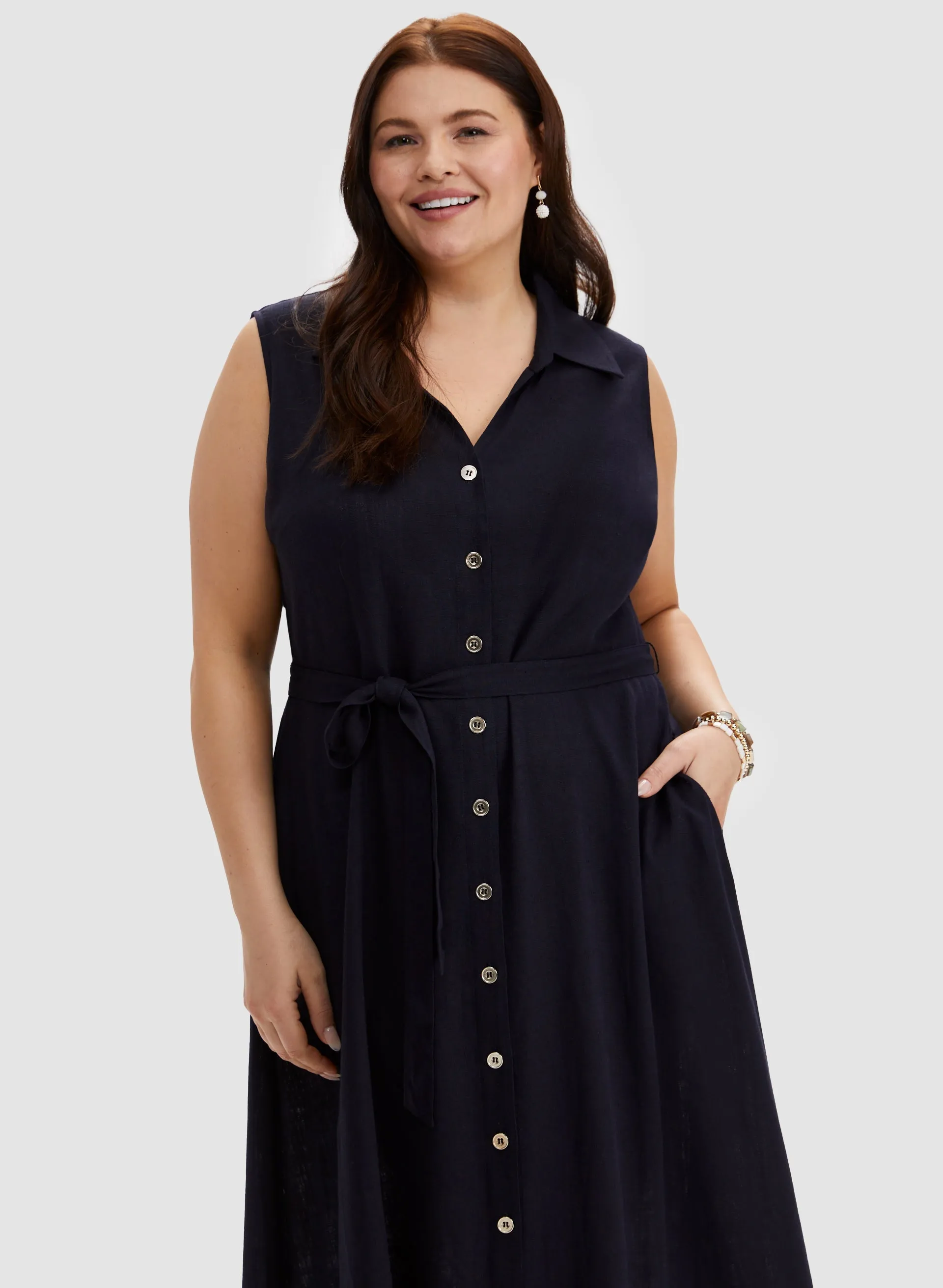 Linen-Blend Midi Dress sold by Laura product image thumbnail 5