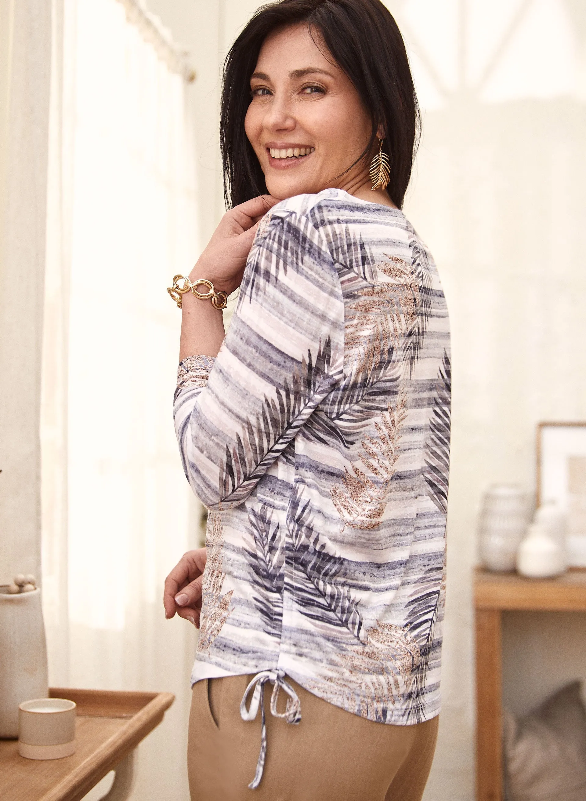 Palm Leaf Print Burnout Tee sold by Laura product image thumbnail 2