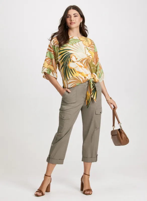 Tropical Blouse & Drawstring Cargo Capris sold by Laura
