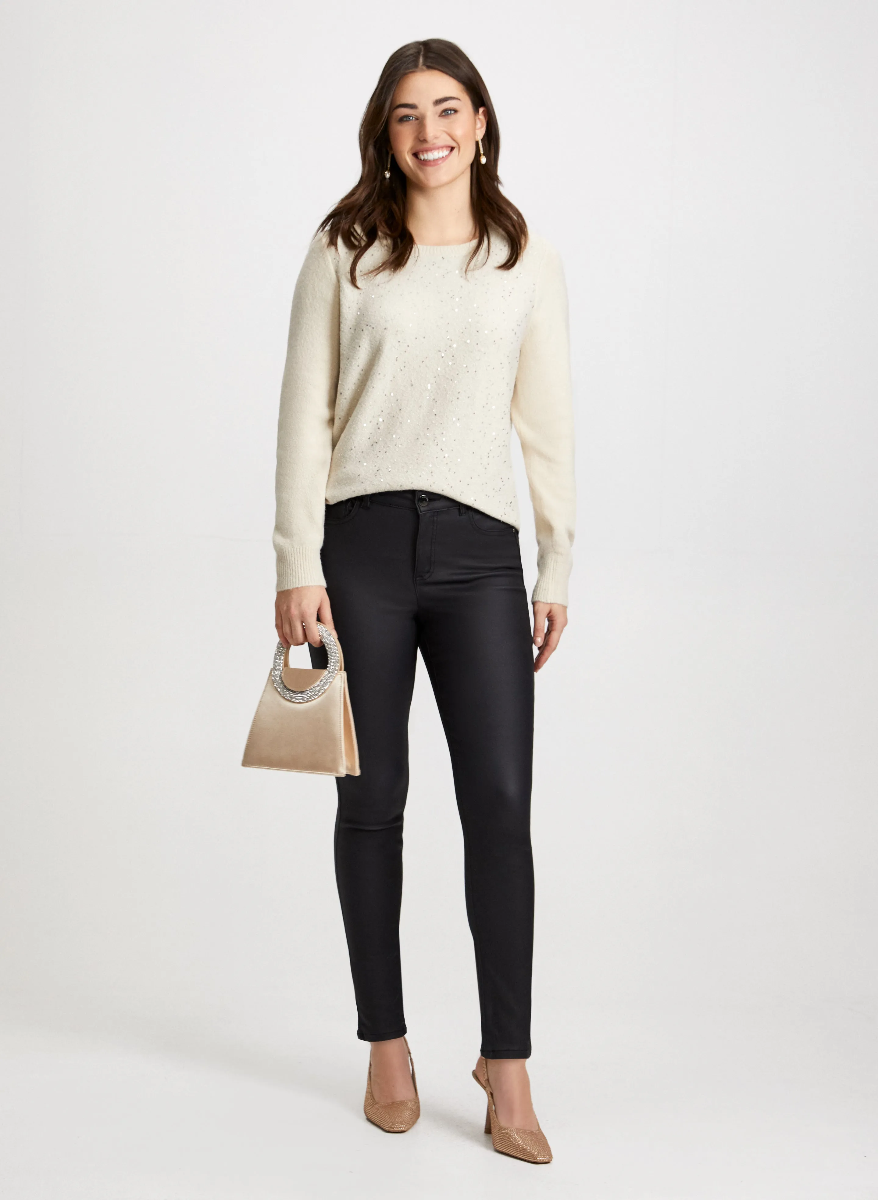 Sequin Sweater & Coated Jeans sold by Laura