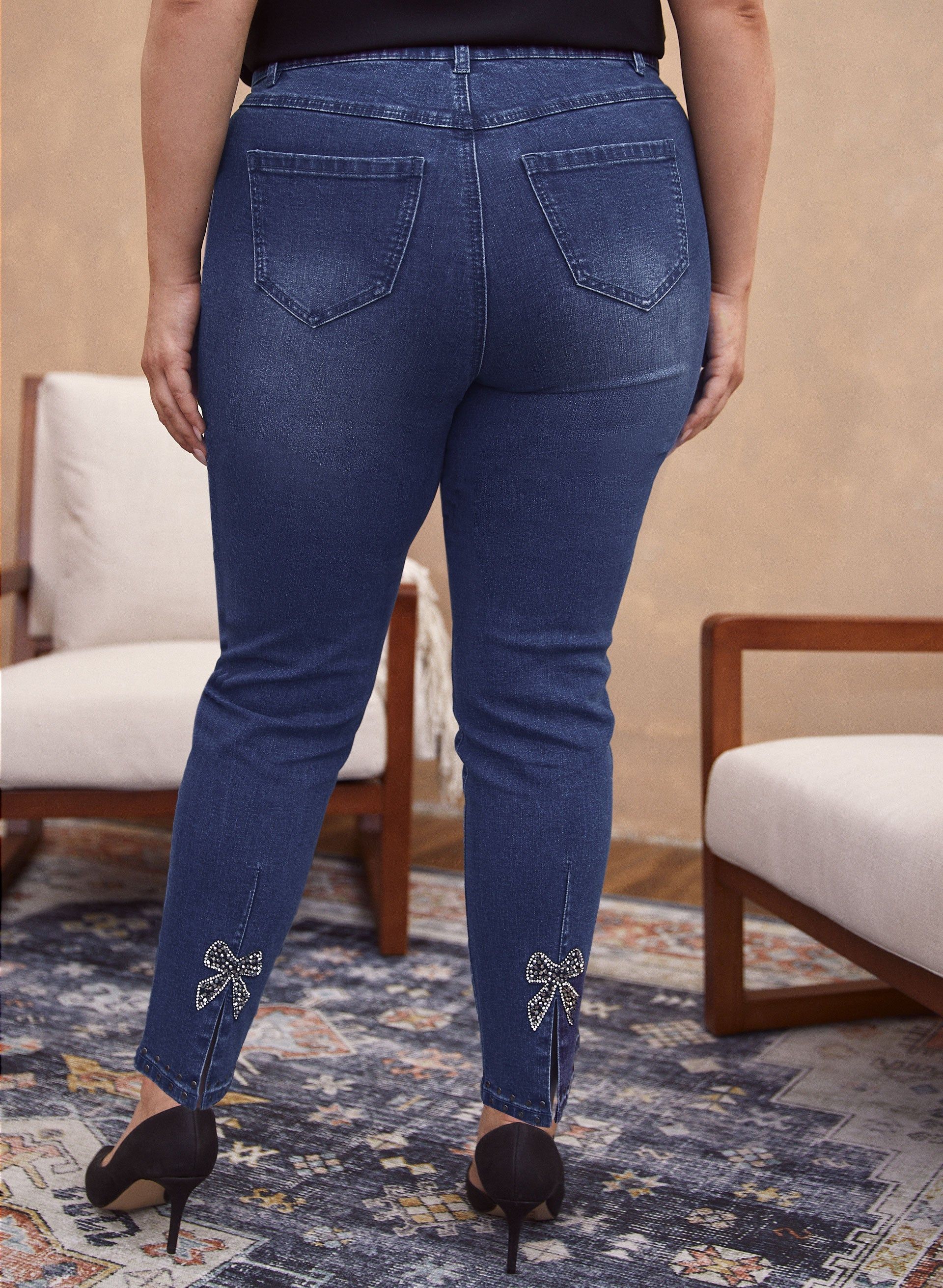 Bow Stud Detail Slim Leg Jeans sold by Laura product image thumbnail 3