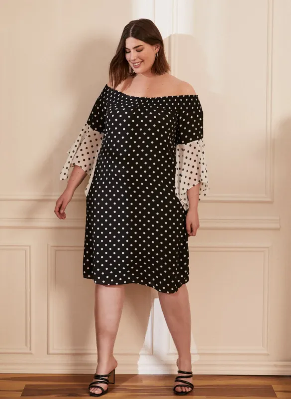 Polka Dot Off-The-Shoulder Dress sold by Laura