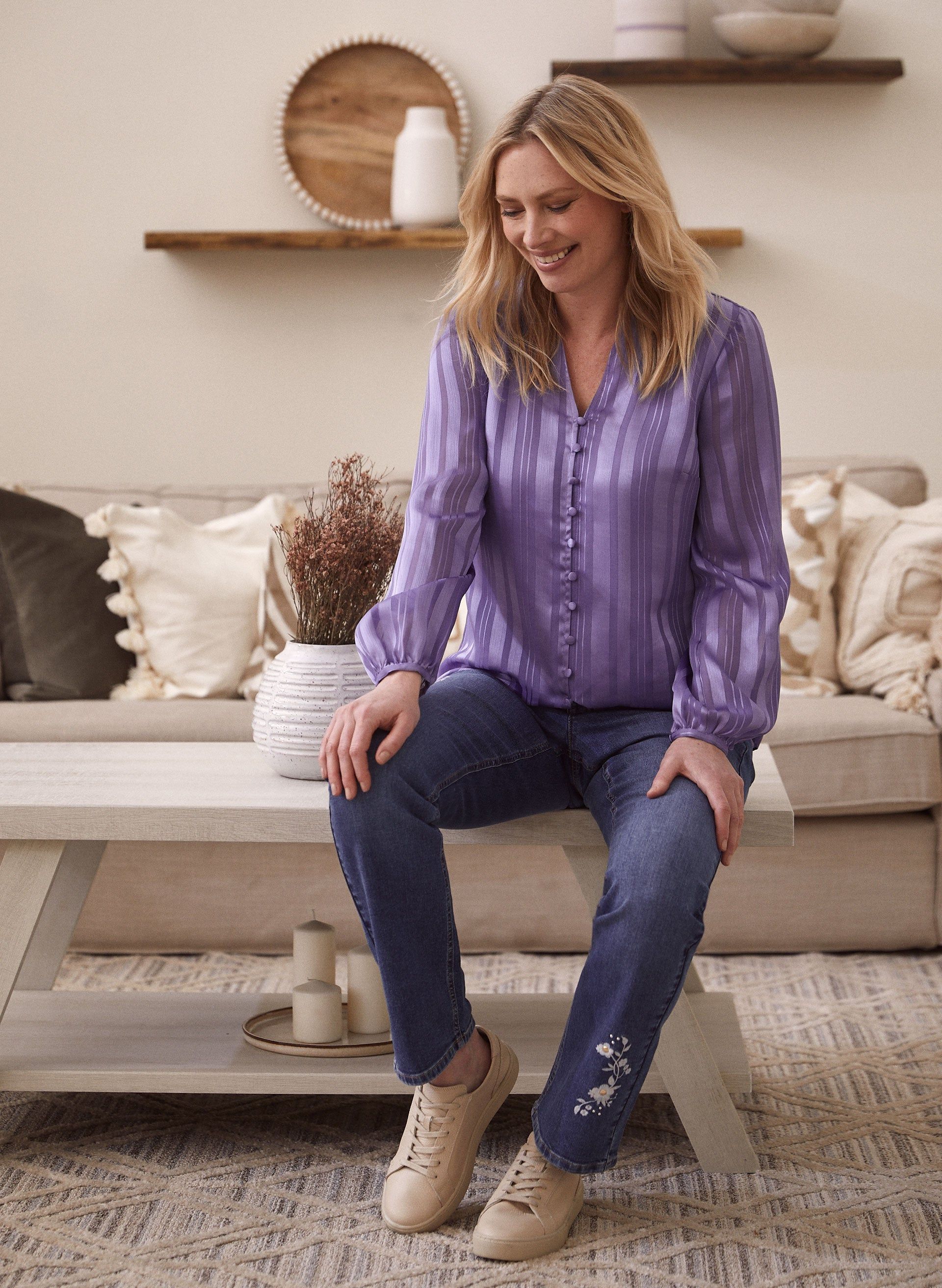 Stripe Print Button Down Top sold by Laura product image thumbnail 3